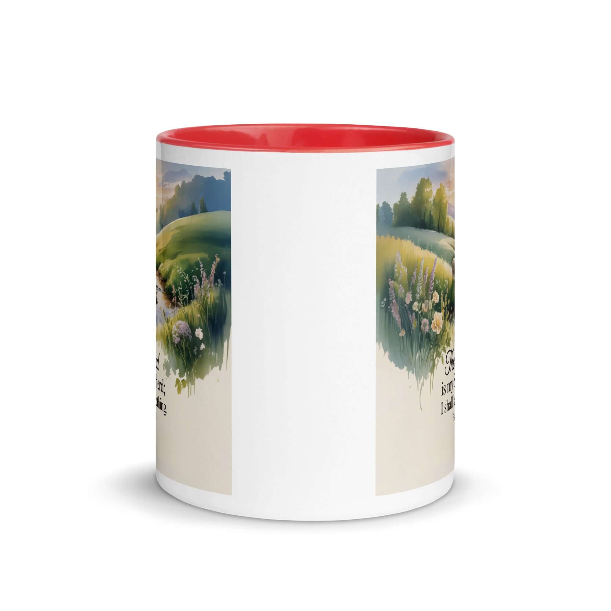 Psalm 23:1 Bible Verse, Lord White Ceramic Mug with Color Inside