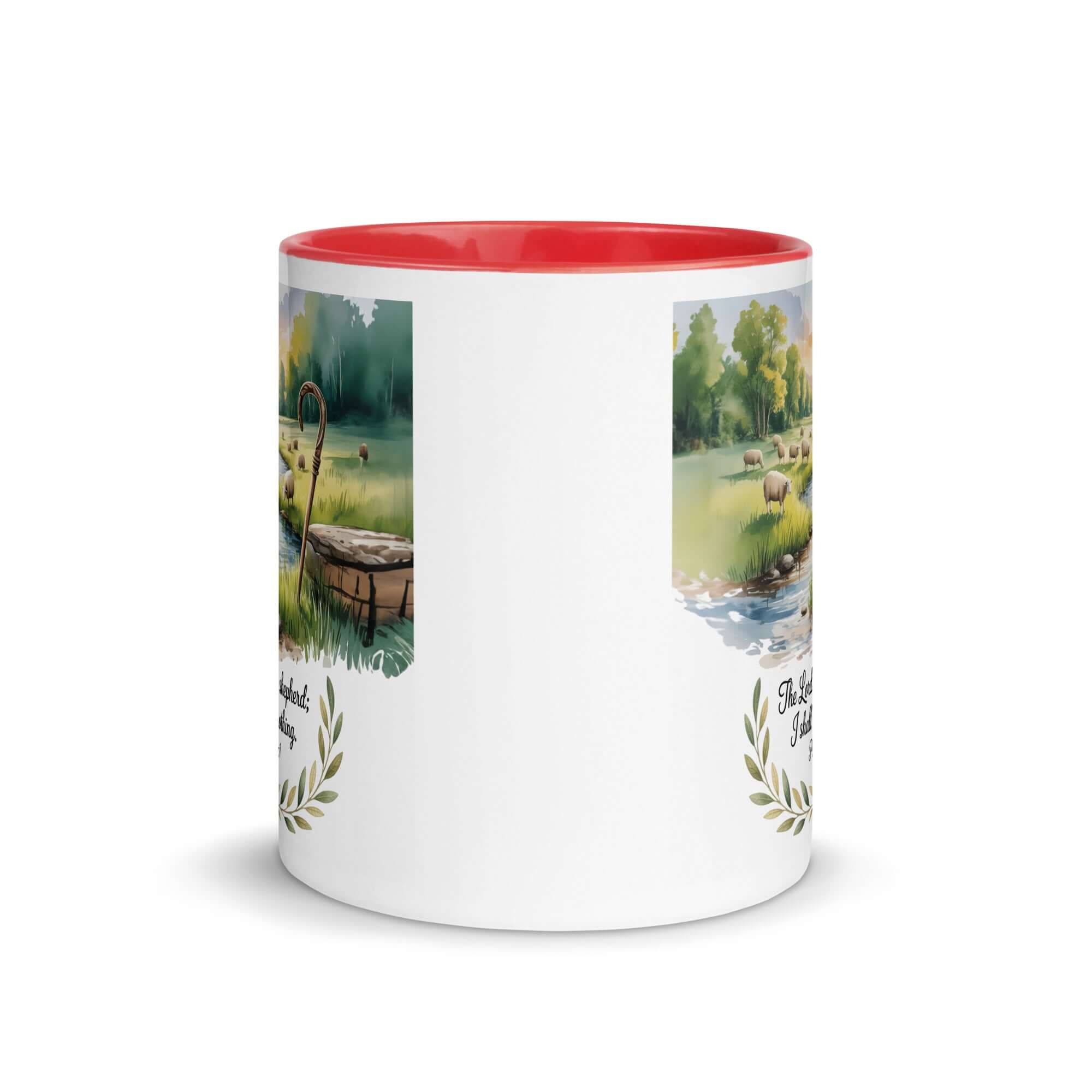 Psalm 23:1 Bible Verse, is my White Ceramic Mug with Color Inside
