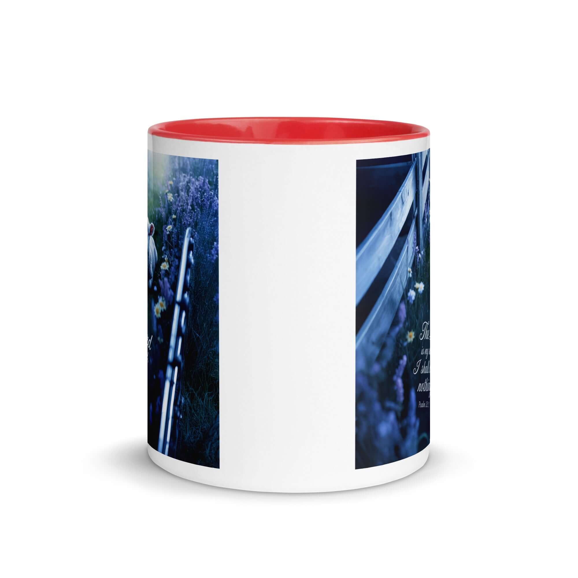 Psalm 23:1 Bible Verse, Shepherd White Ceramic Mug with Color Inside