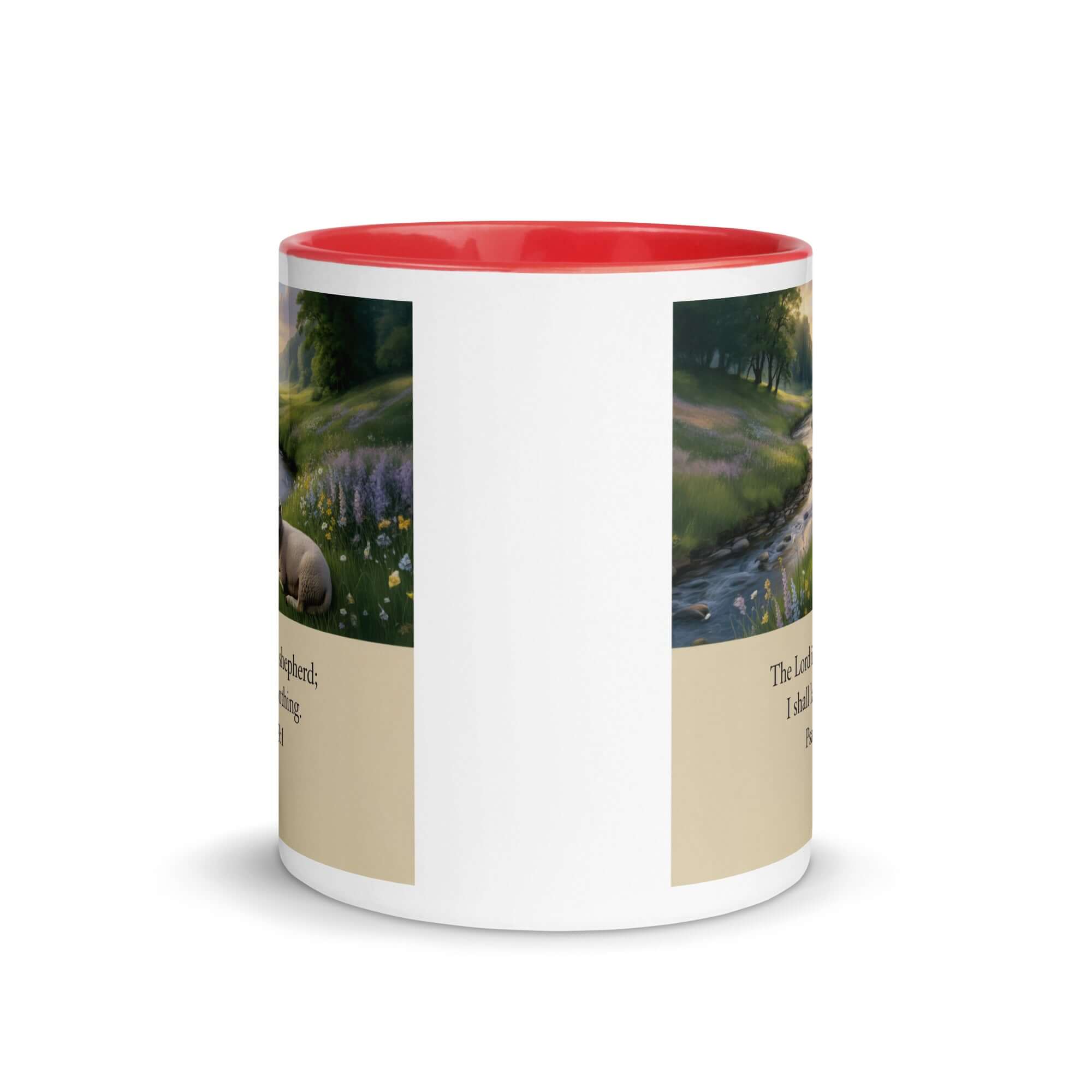 Psalm 23:1 Bible Verse, I shall White Ceramic Mug with Color Inside