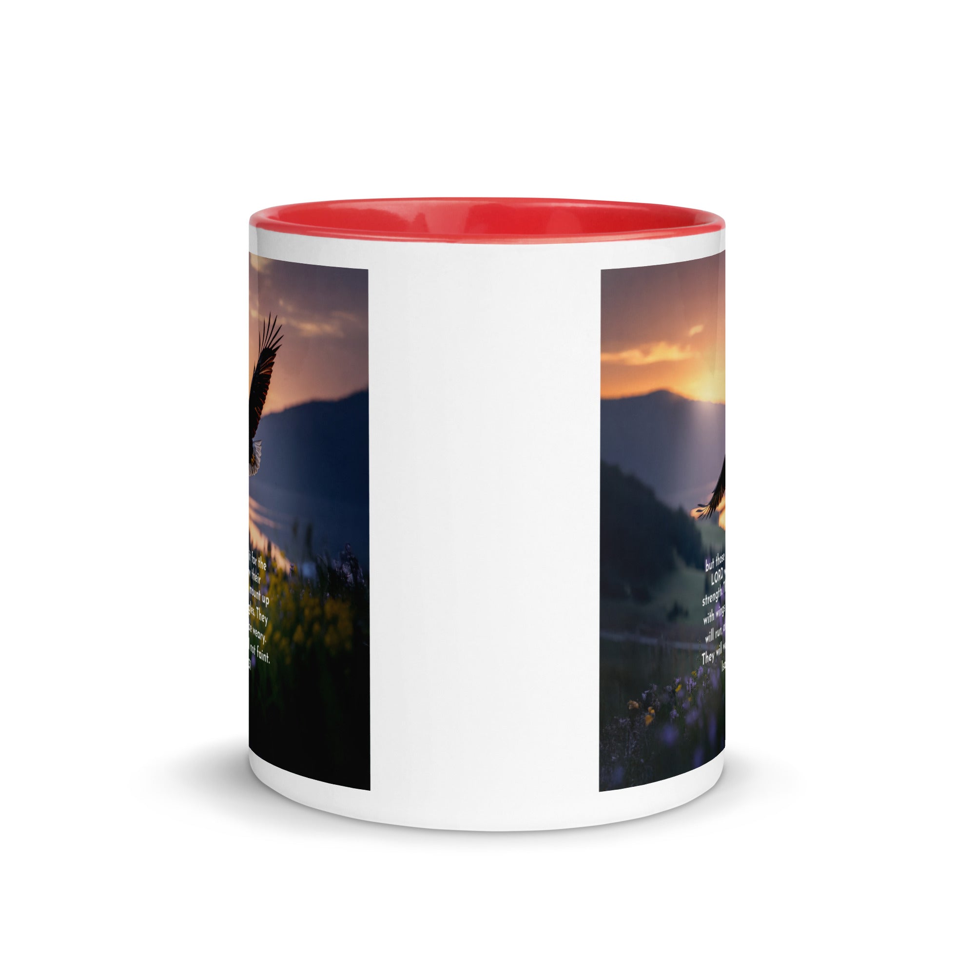 Isaiah 40:31 Bible Verse Renew Strength White Ceramic Mug with Color Inside