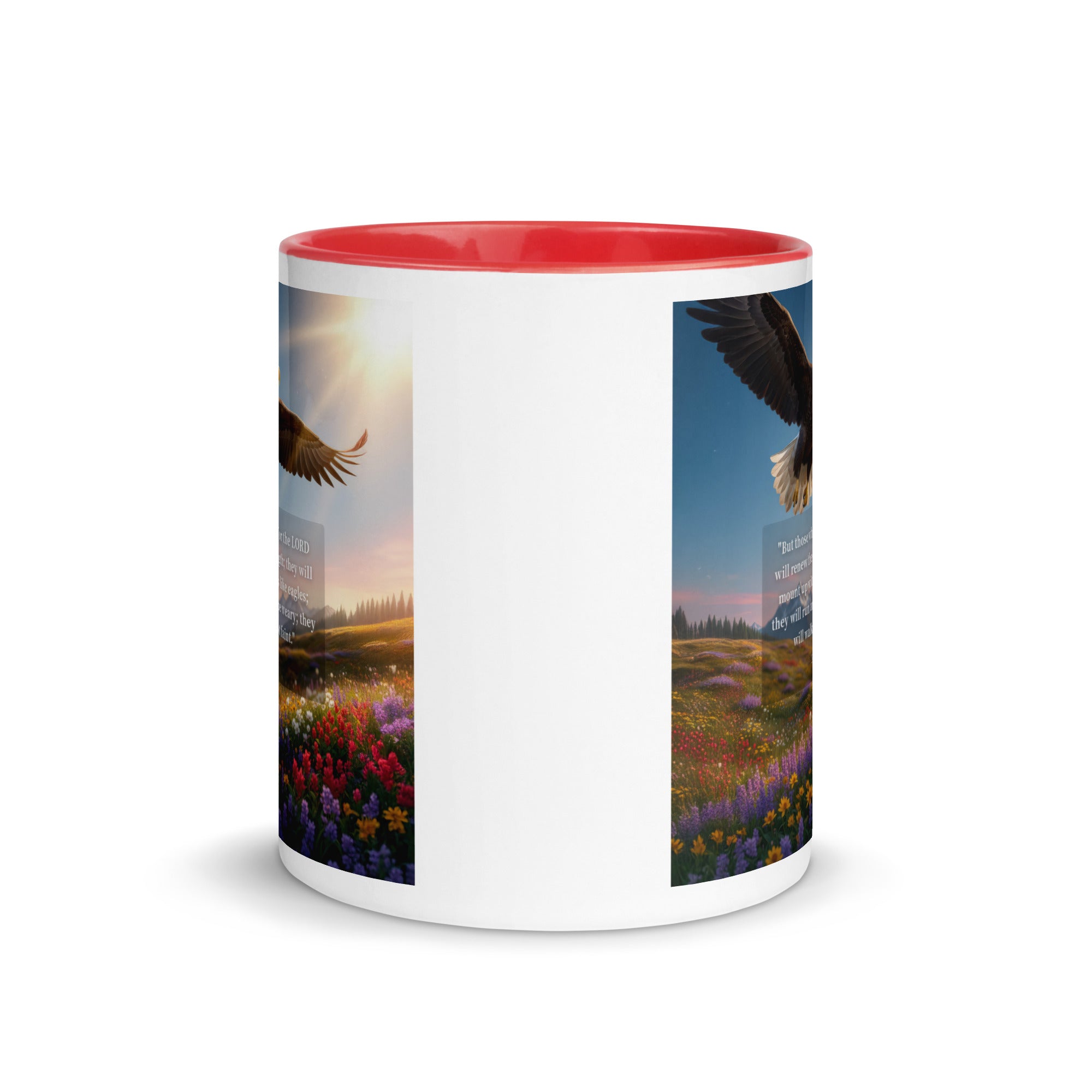 Isaiah 40:31 Bible Verse Who Wait White Ceramic Mug with Color Inside
