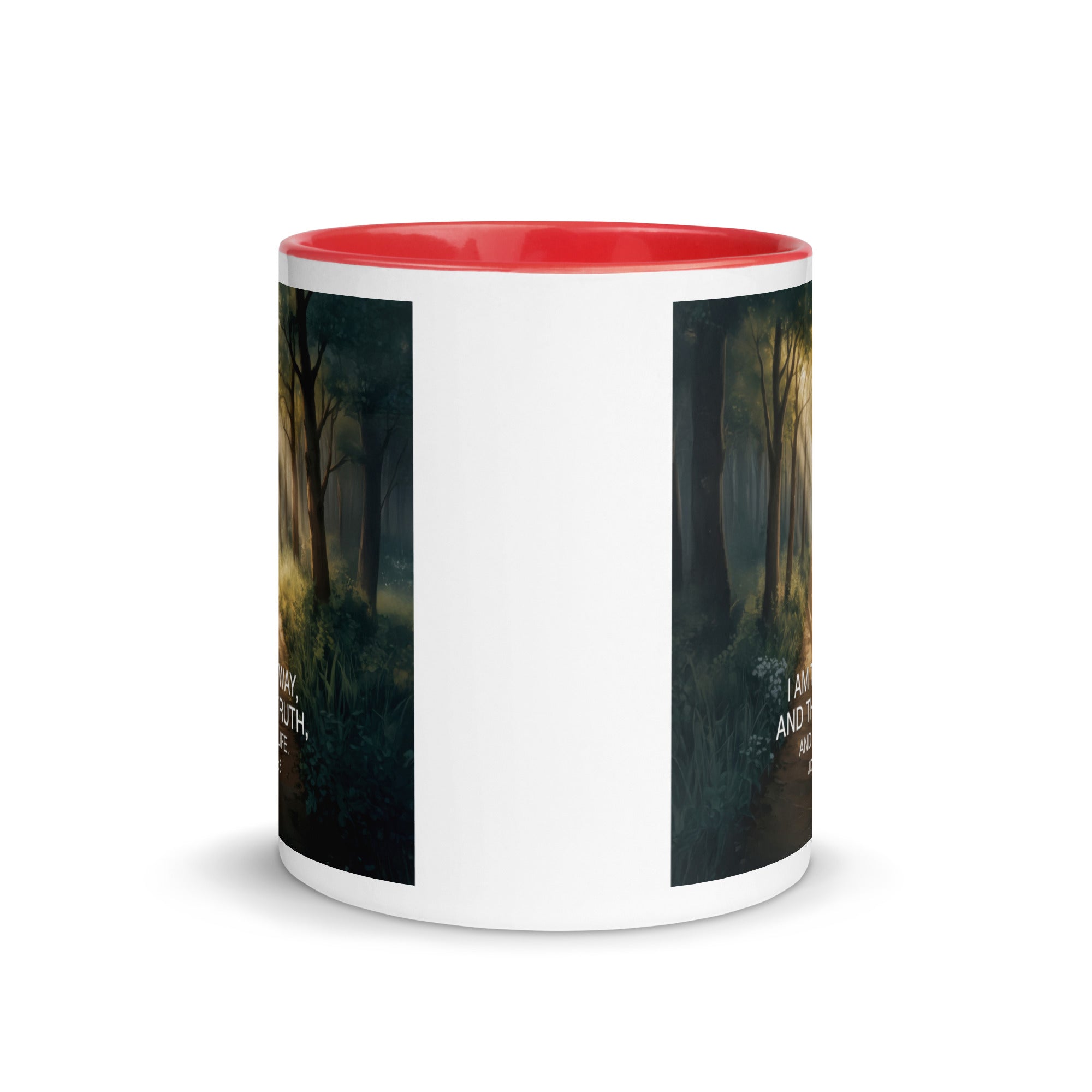 John 14:6 Bible Verse I Am White Ceramic Mug with Color Inside