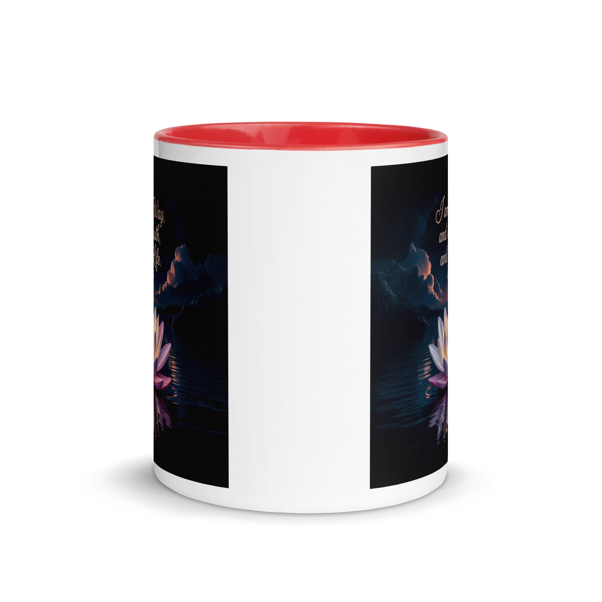 John 14:6 Bible Verse The Way White Ceramic Mug with Color Inside