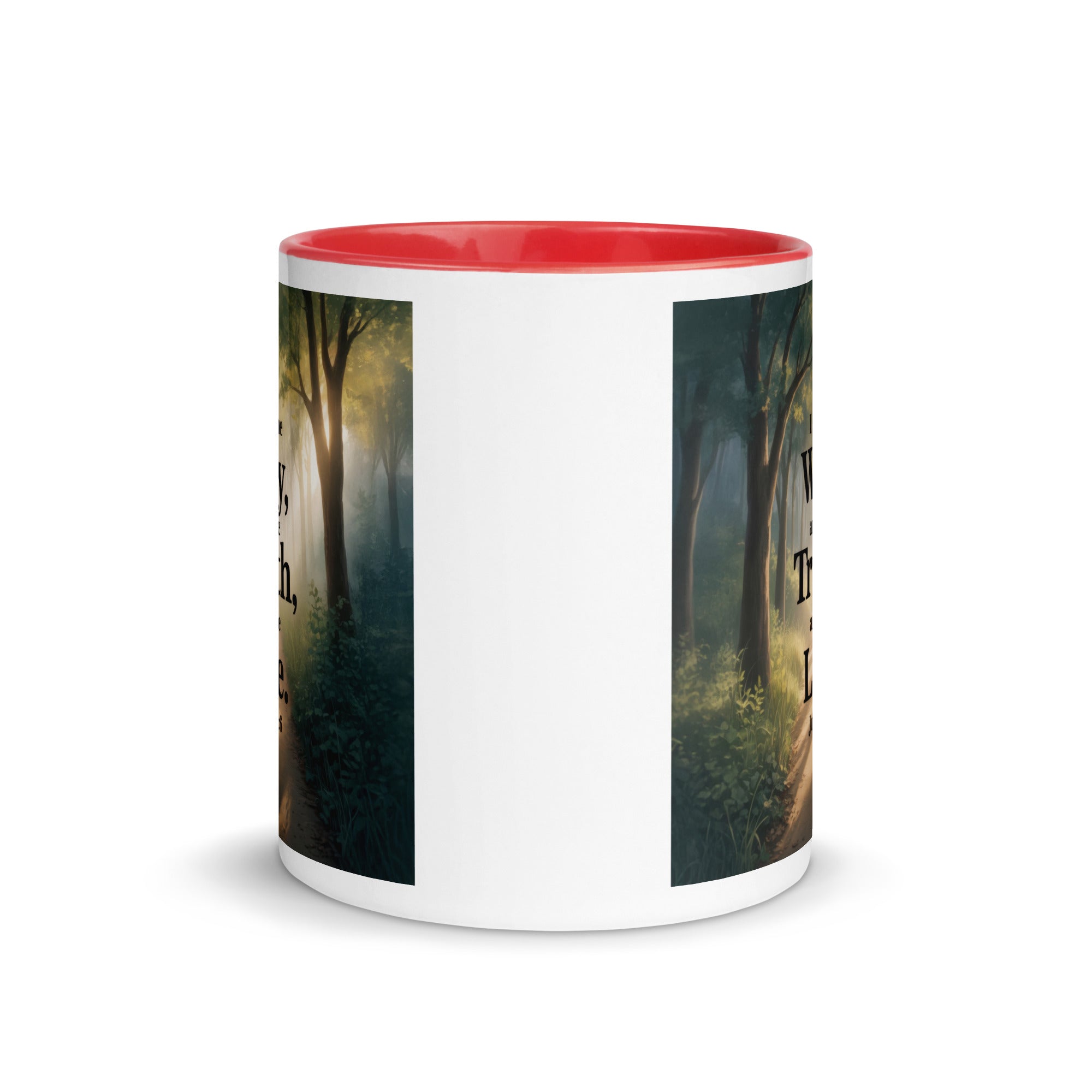 John 14:6 Bible Verse The Life White Ceramic Mug with Color Inside