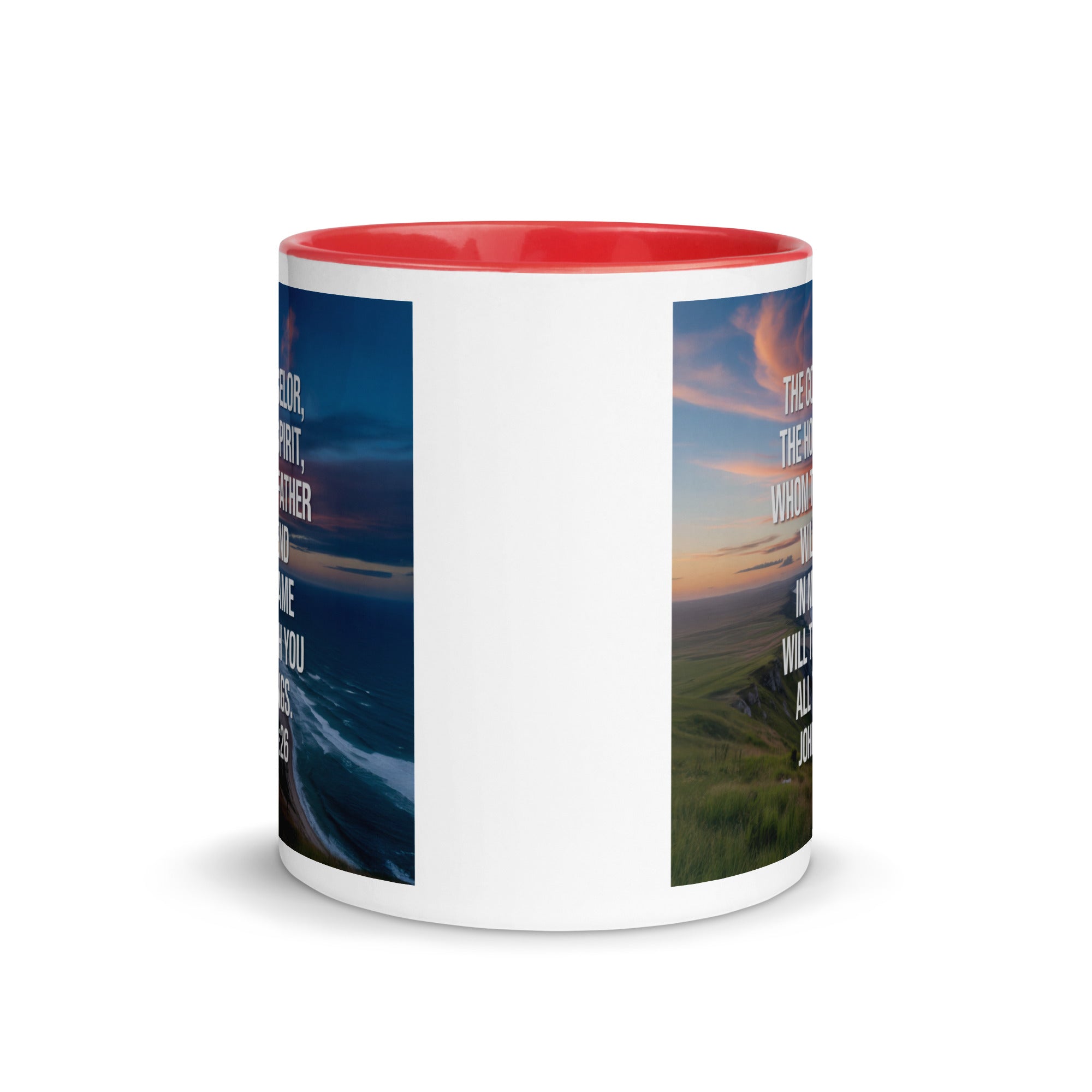 John 14:26 Bible Verse will teach White Ceramic Mug with Color Inside