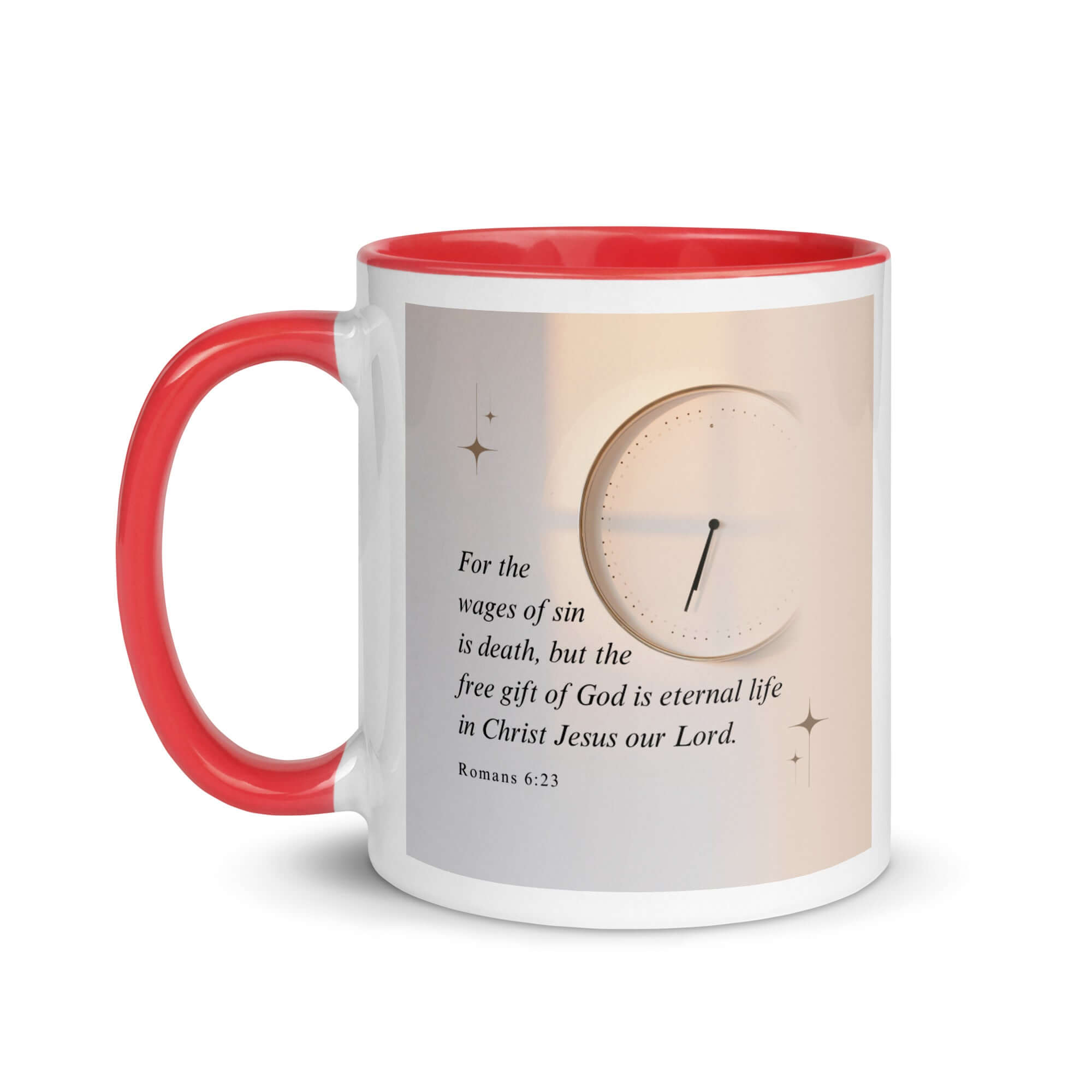 Romans 6:23 Bible Verse, our Lord White Ceramic Mug with Color Inside