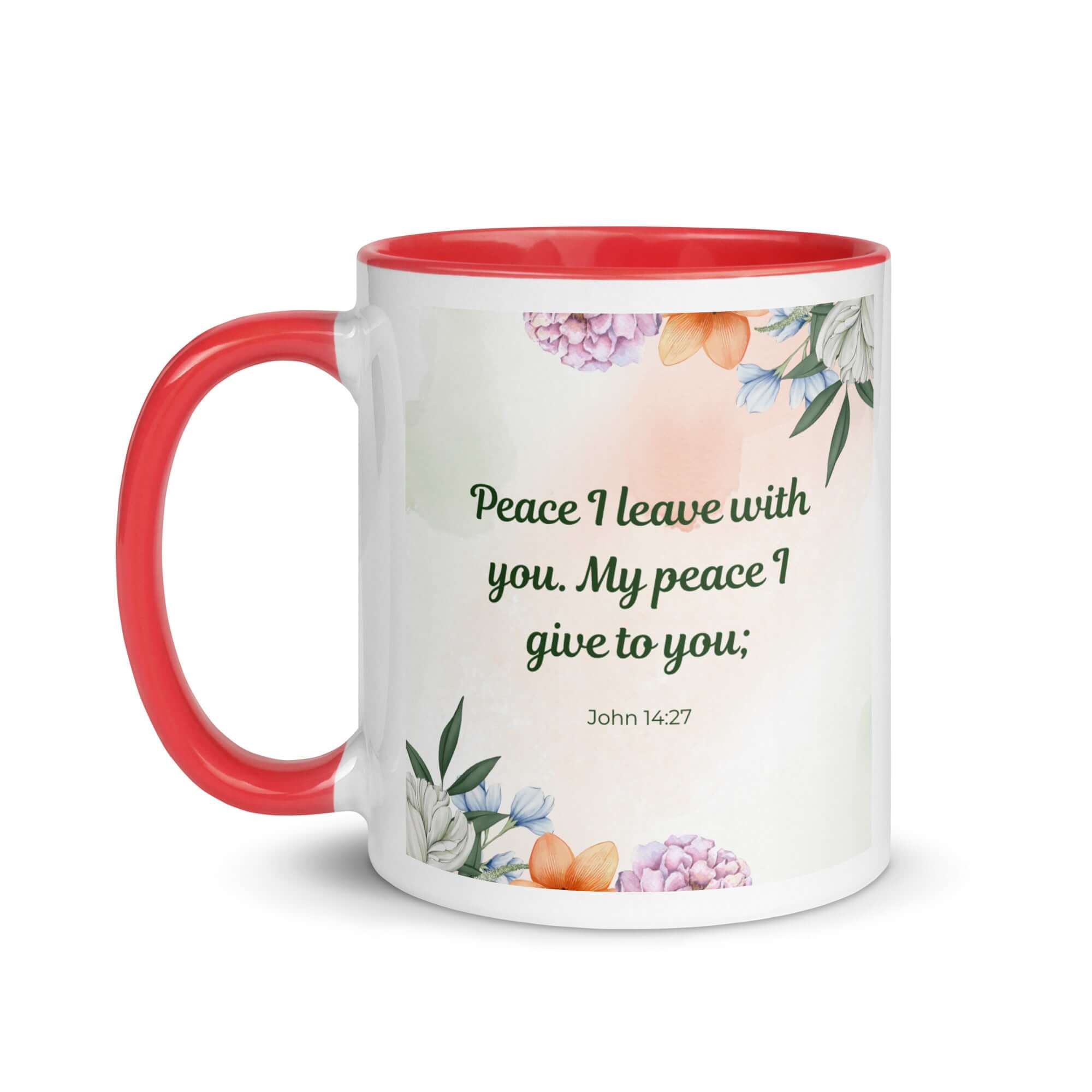 John 14:27 Bible Verse, with you White Ceramic Mug with Color Inside