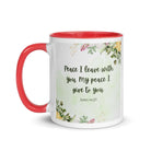 John 14:27 Bible Verse, My peace White Ceramic Mug with Color Inside