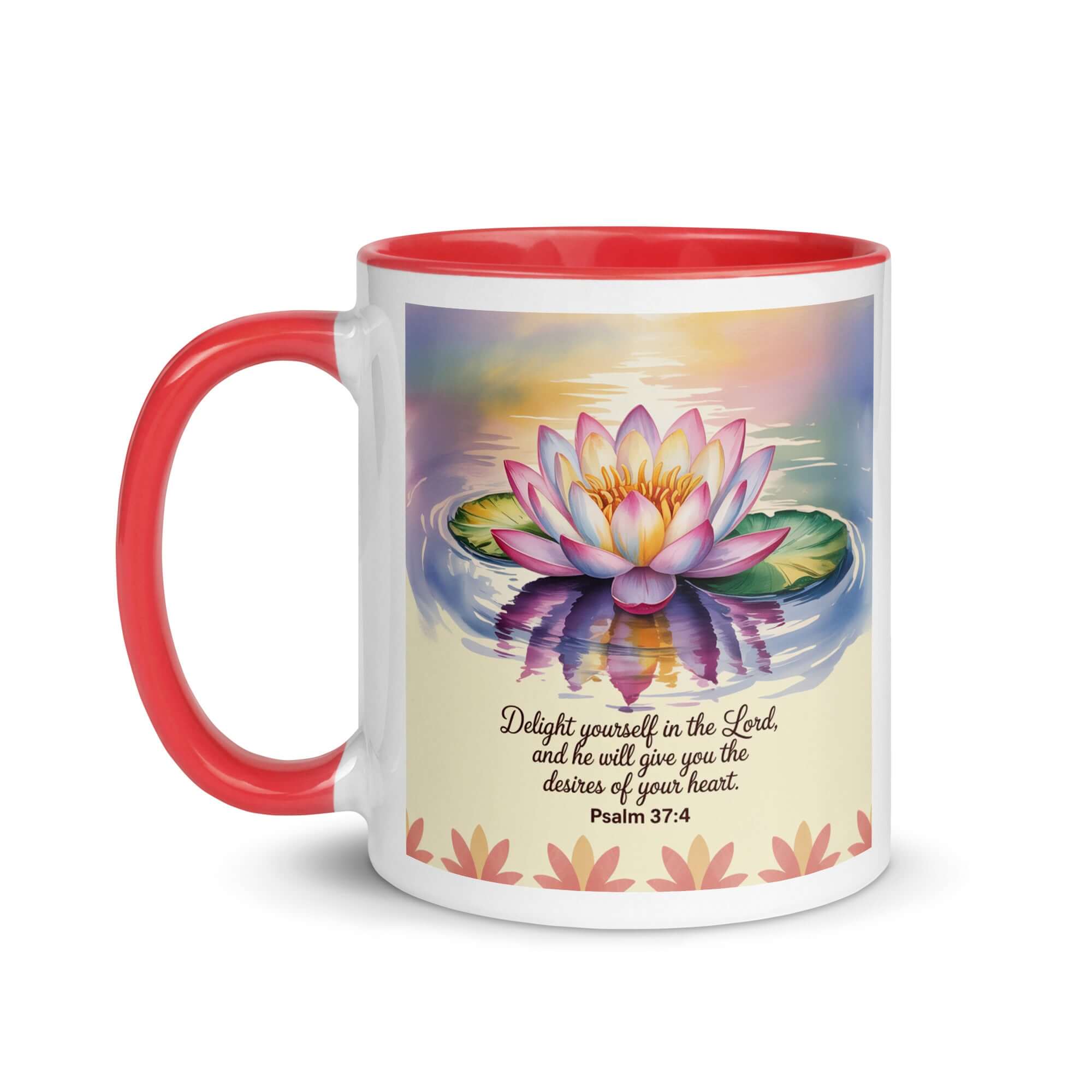 Psalm 37:4 Bible Verse, the Lord White Ceramic Mug with Color Inside
