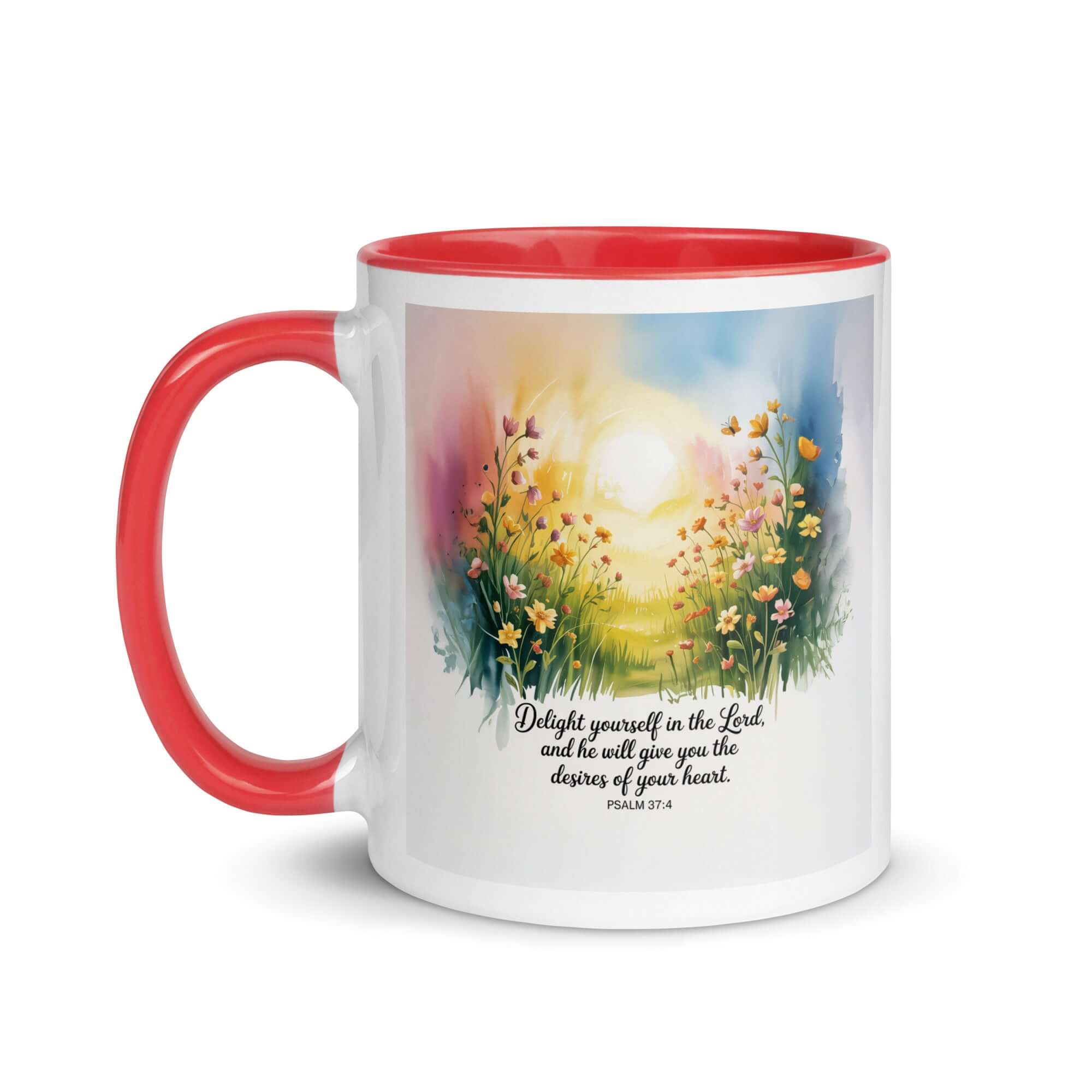 Psalm 37:4 Bible Verse, will give White Ceramic Mug with Color Inside