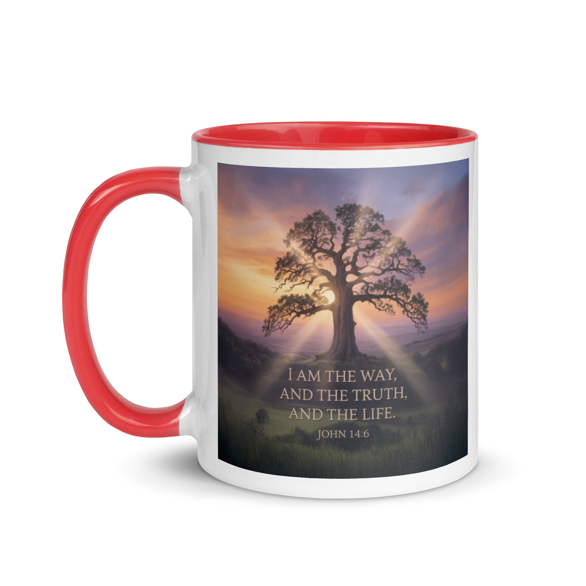 John 14:6 Bible Verse Jesus said White Ceramic Mug with Color Inside