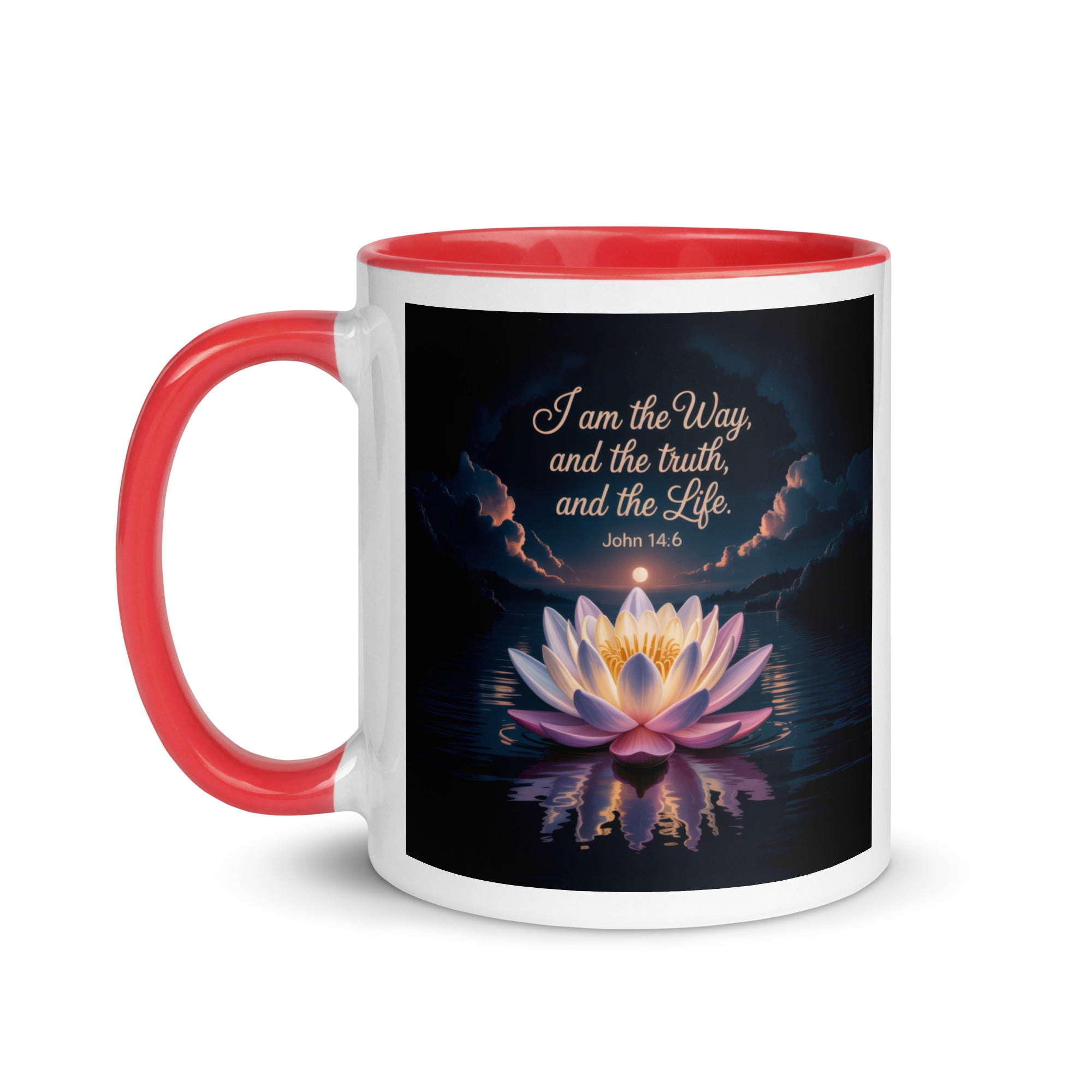 John 14:6 Bible Verse The Way White Ceramic Mug with Color Inside