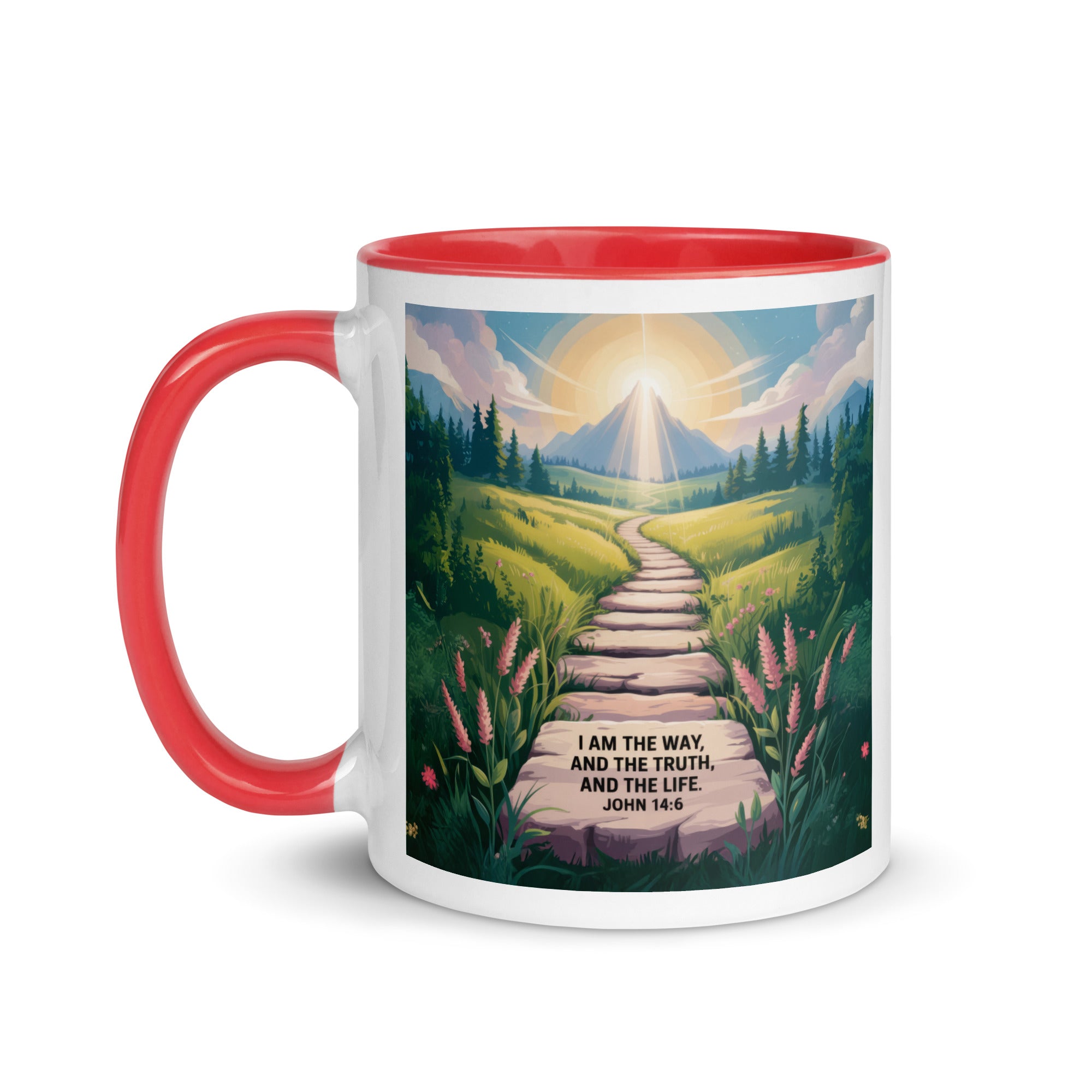 John 14:6 Bible Verse The Truth White Ceramic Mug with Color Inside