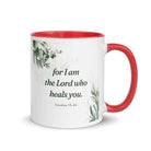 Exodus 15:26 Bible Verse, Gods voice White Ceramic Mug with Color Inside Red 11 oz