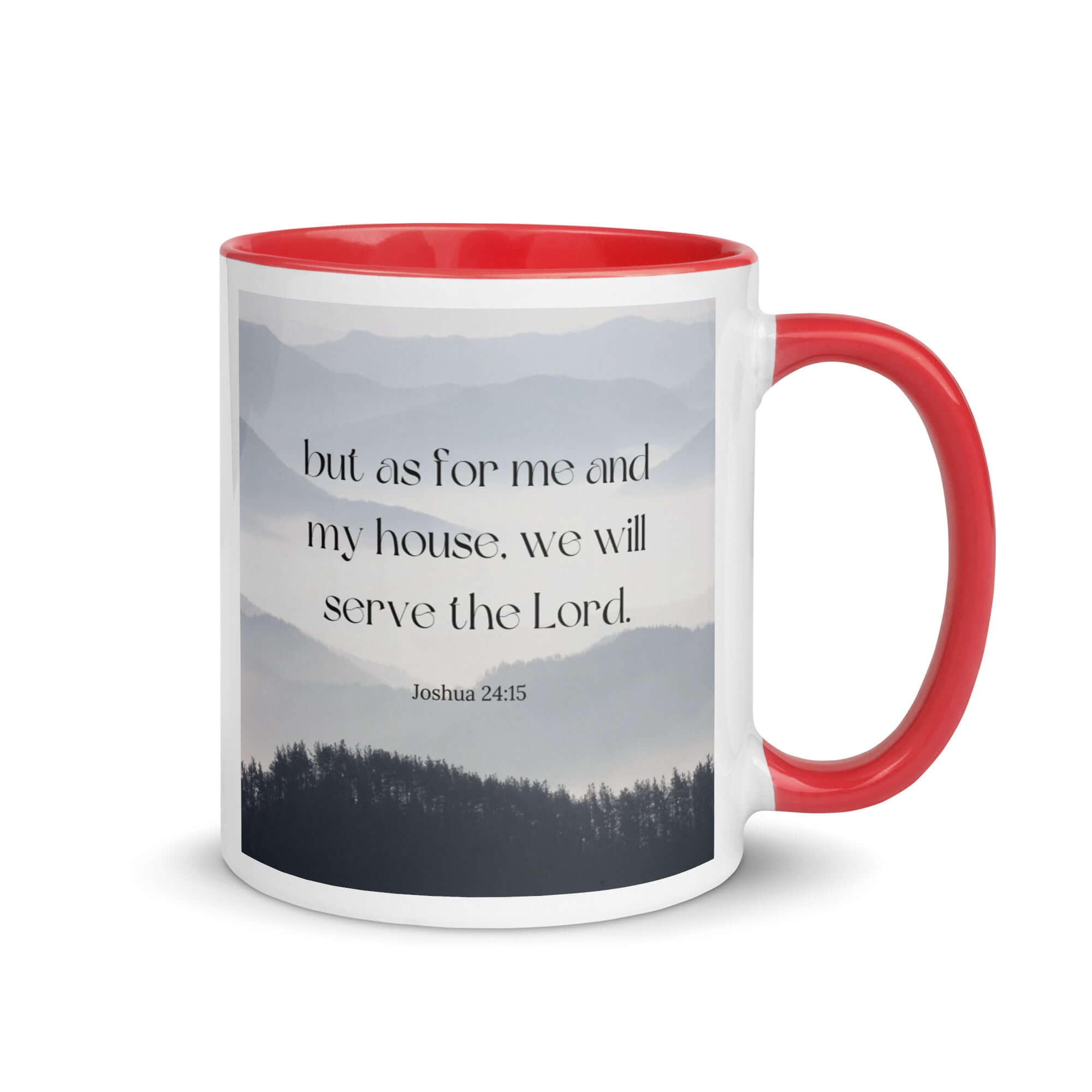 Joshua 24:15 Bible Verse, whom you White Ceramic Mug with Color Inside Red 11 oz