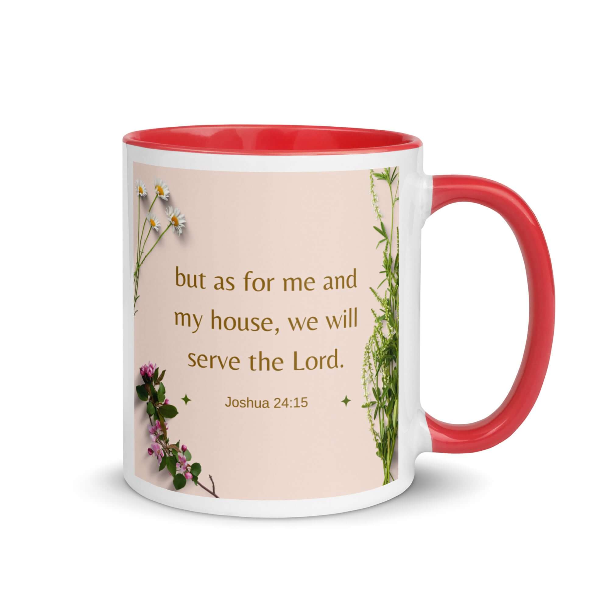 Joshua 24:15 Bible Verse, your fathers White Ceramic Mug with Color Inside Red 11 oz