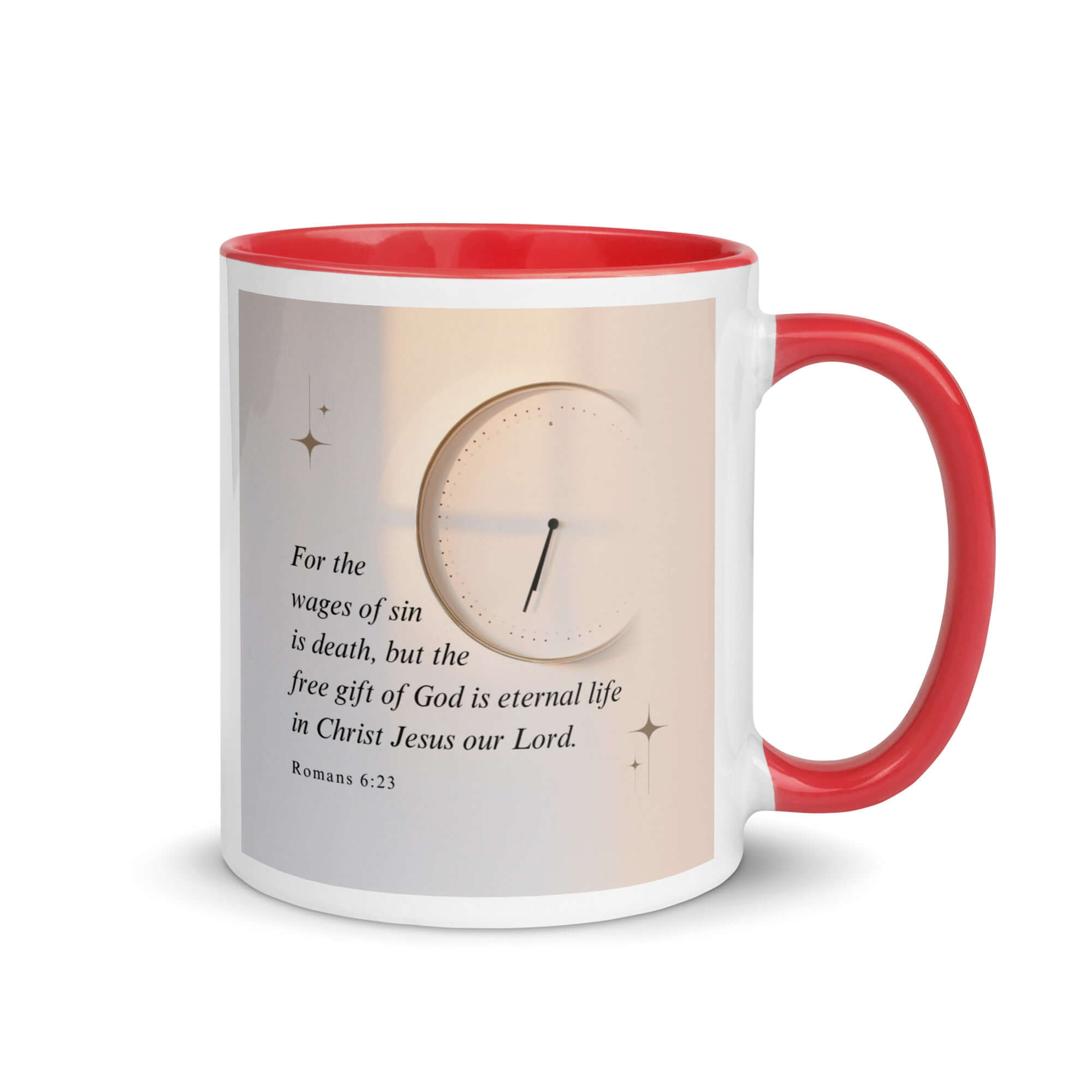Romans 6:23 Bible Verse, our Lord White Ceramic Mug with Color Inside Red 11 oz