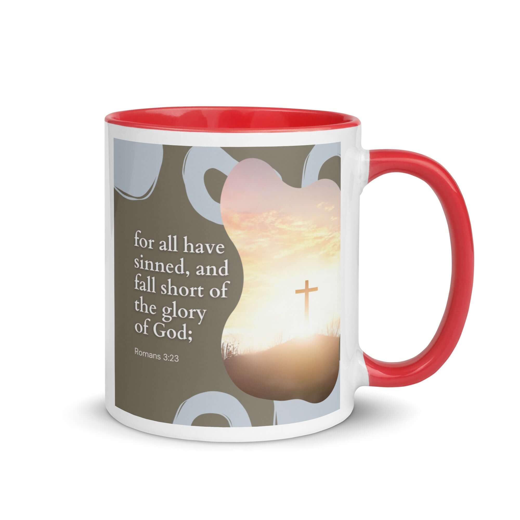 Romans 3:23 Bible Verse, the glory White Ceramic Mug with Color Inside Red 11 oz