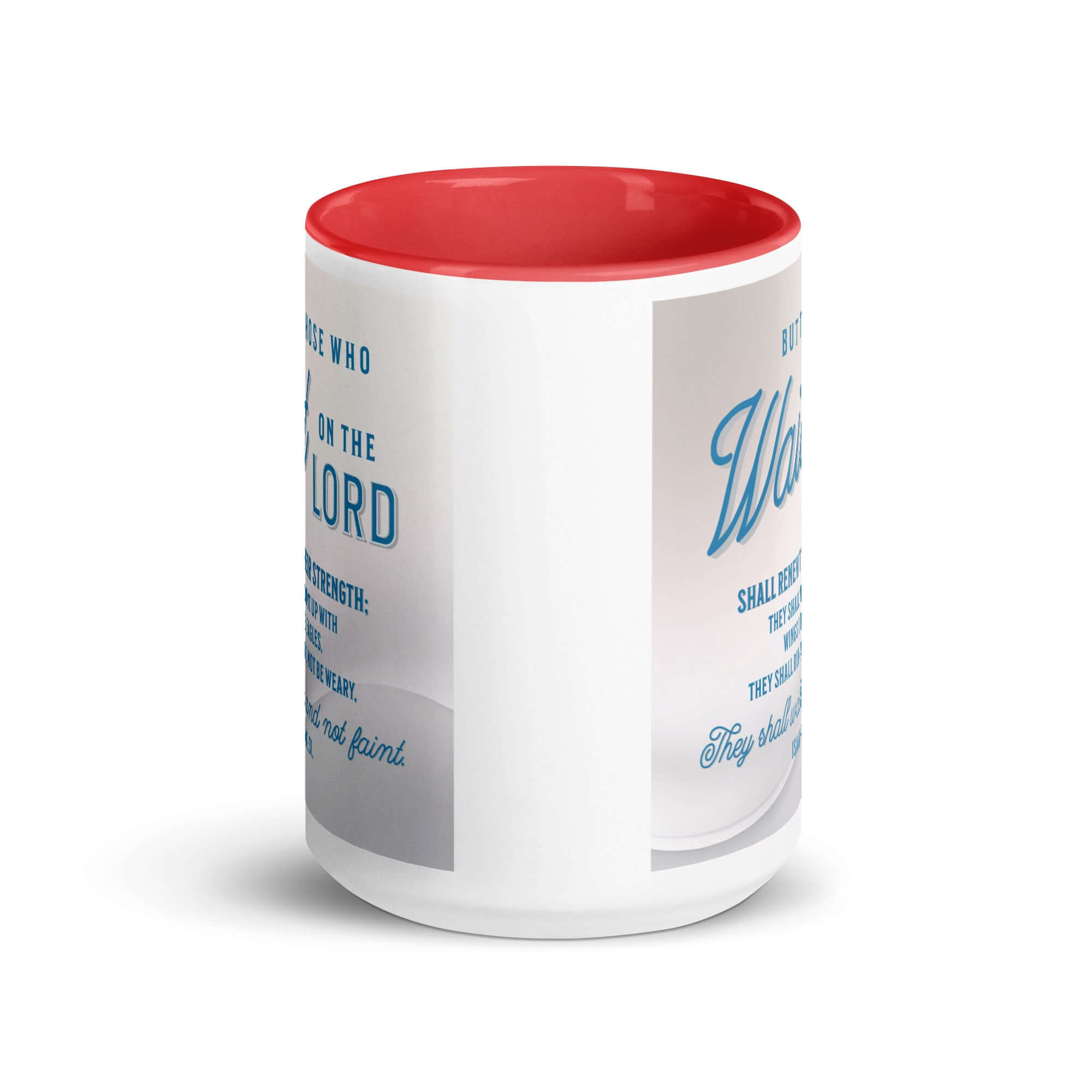 Isaiah 40:31 Bible Verse, Wings like Eagles White Ceramic Mug with Color Inside