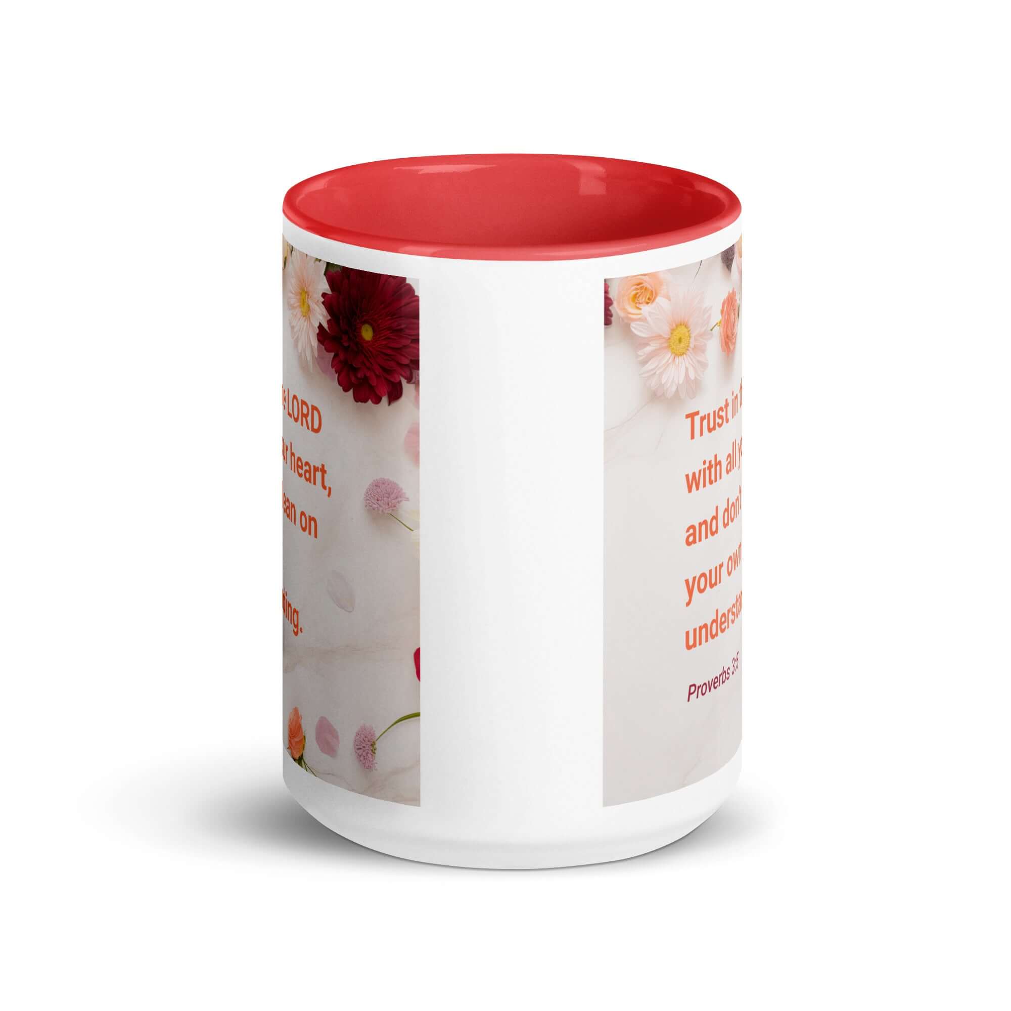 Proverbs 3:5 Bible Verse, Trust in the LORD White Ceramic Mug with Color Inside
