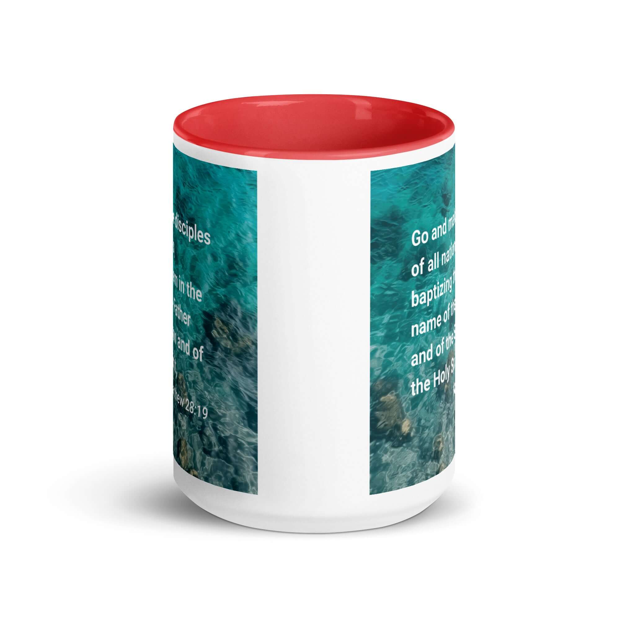 Matthew 28:19 Bible Verse, Make Disciples White Ceramic Mug with Color Inside