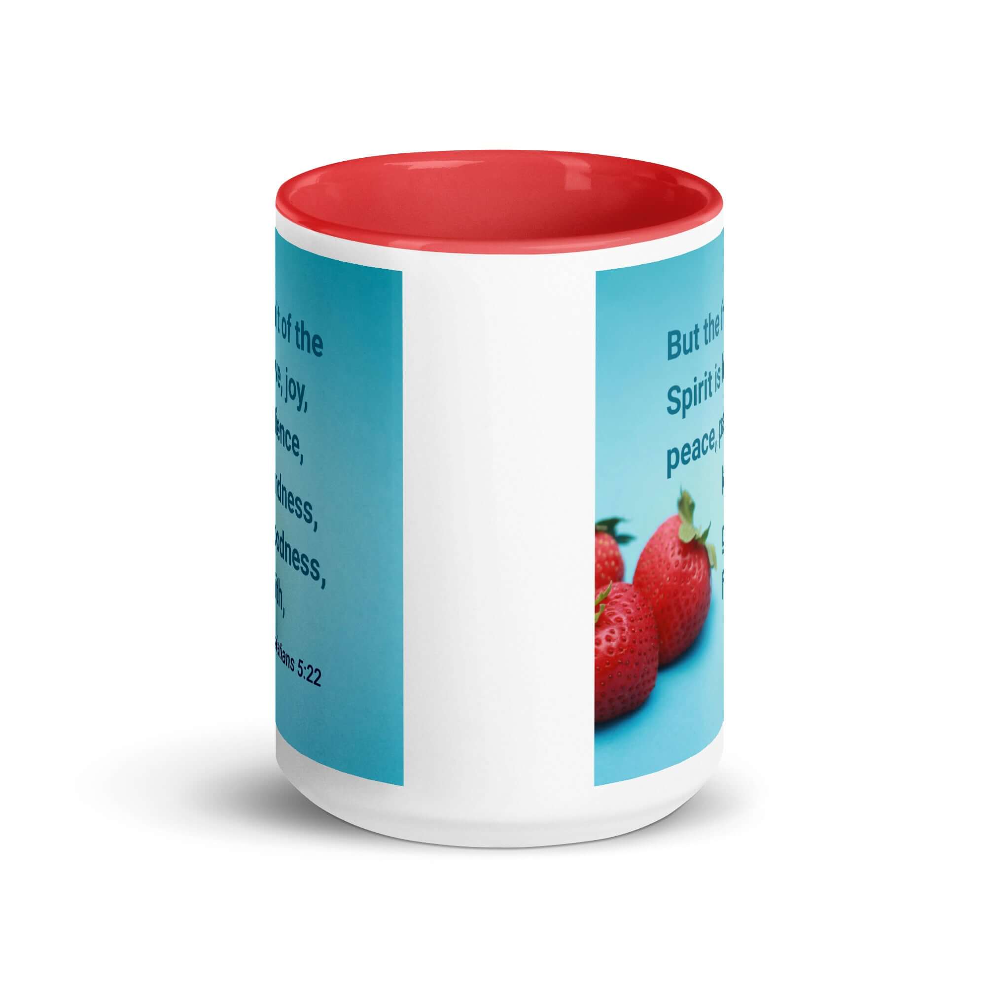 Galatians 5:22 Bible Verse, fruit of the Spirit White Ceramic Mug with Color Inside