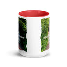 Revelation 3:20 Bible Verse, Garden Doorway White Ceramic Mug with Color Inside