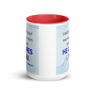 1 Peter 5:7 Bible Verse, casting all your worries on Him White Ceramic Mug with Color Inside
