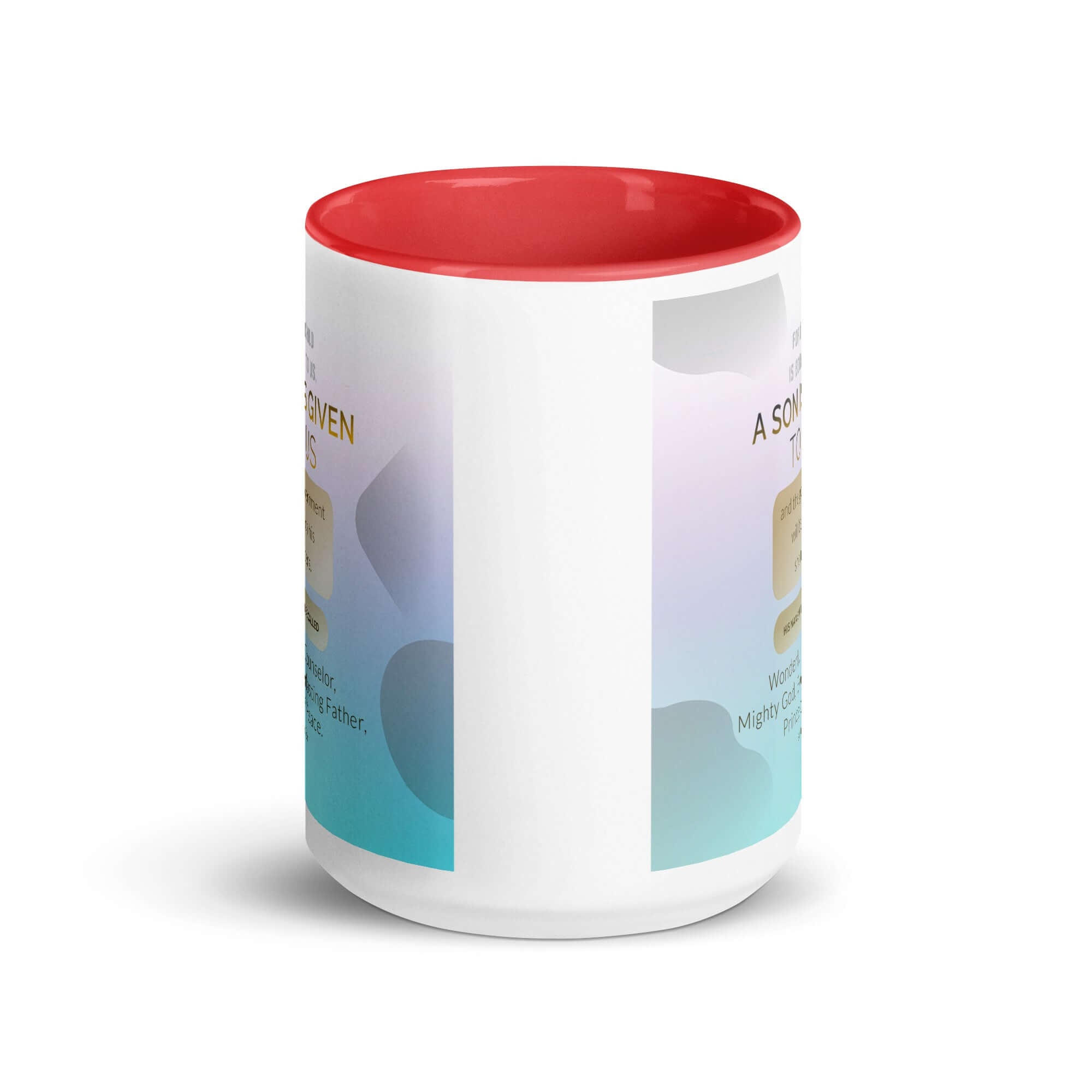 Isaiah 9:6 Bible Verse, Wonderful Counselor White Ceramic Mug with Color Inside