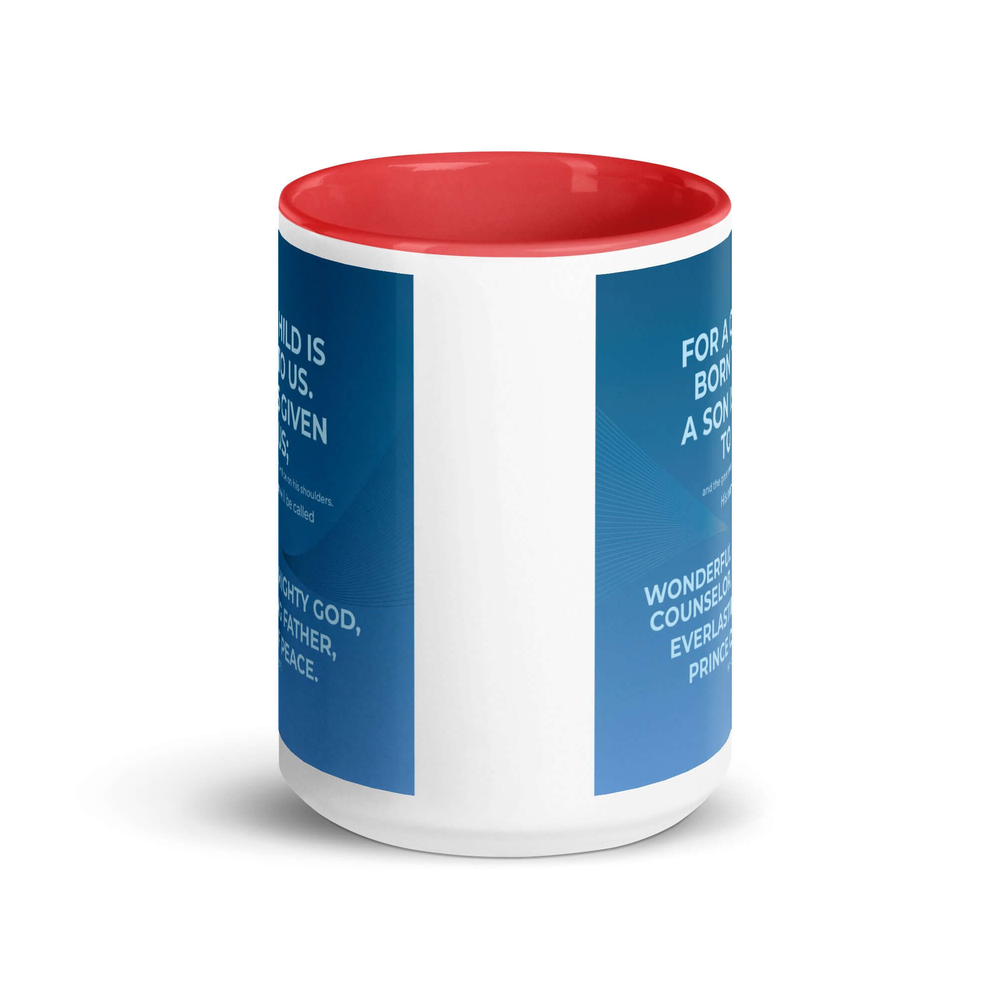 Isaiah 9:6 Bible Verse, Everlasting Father White Ceramic Mug with Color Inside