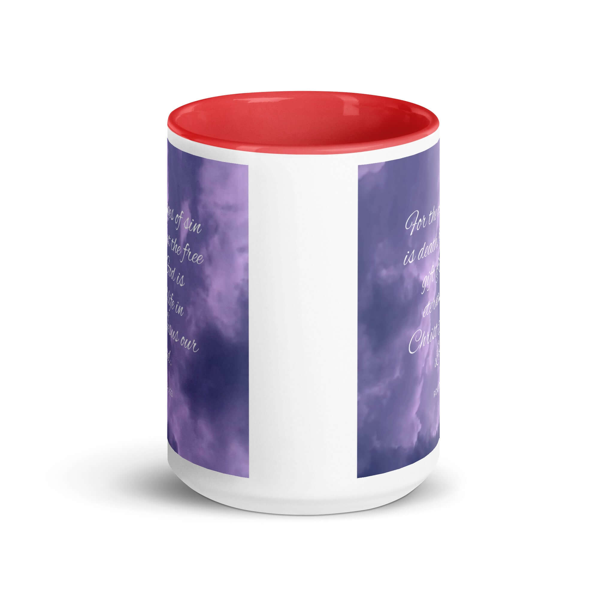 Romans 6:23 Bible Verse, free gift White Ceramic Mug with Color Inside