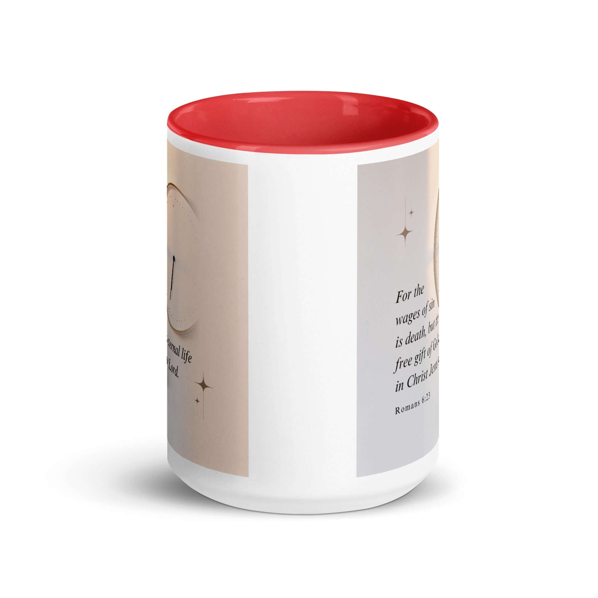 Romans 6:23 Bible Verse, our Lord White Ceramic Mug with Color Inside