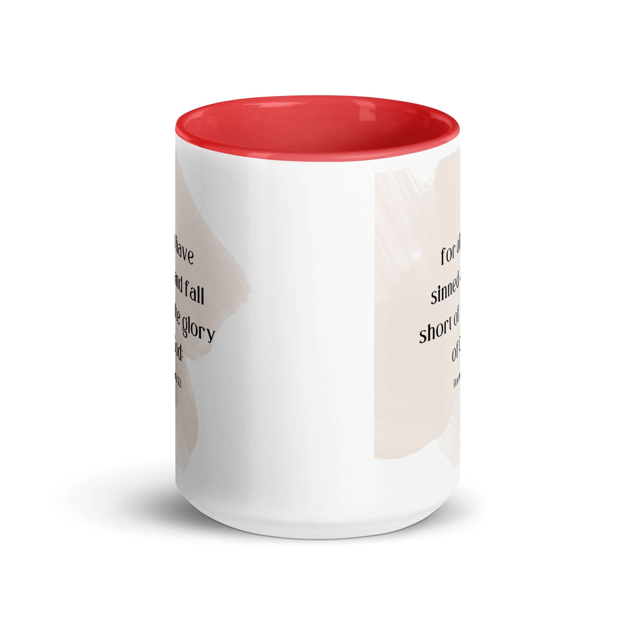 Romans 3:23 Bible Verse, fall short White Ceramic Mug with Color Inside
