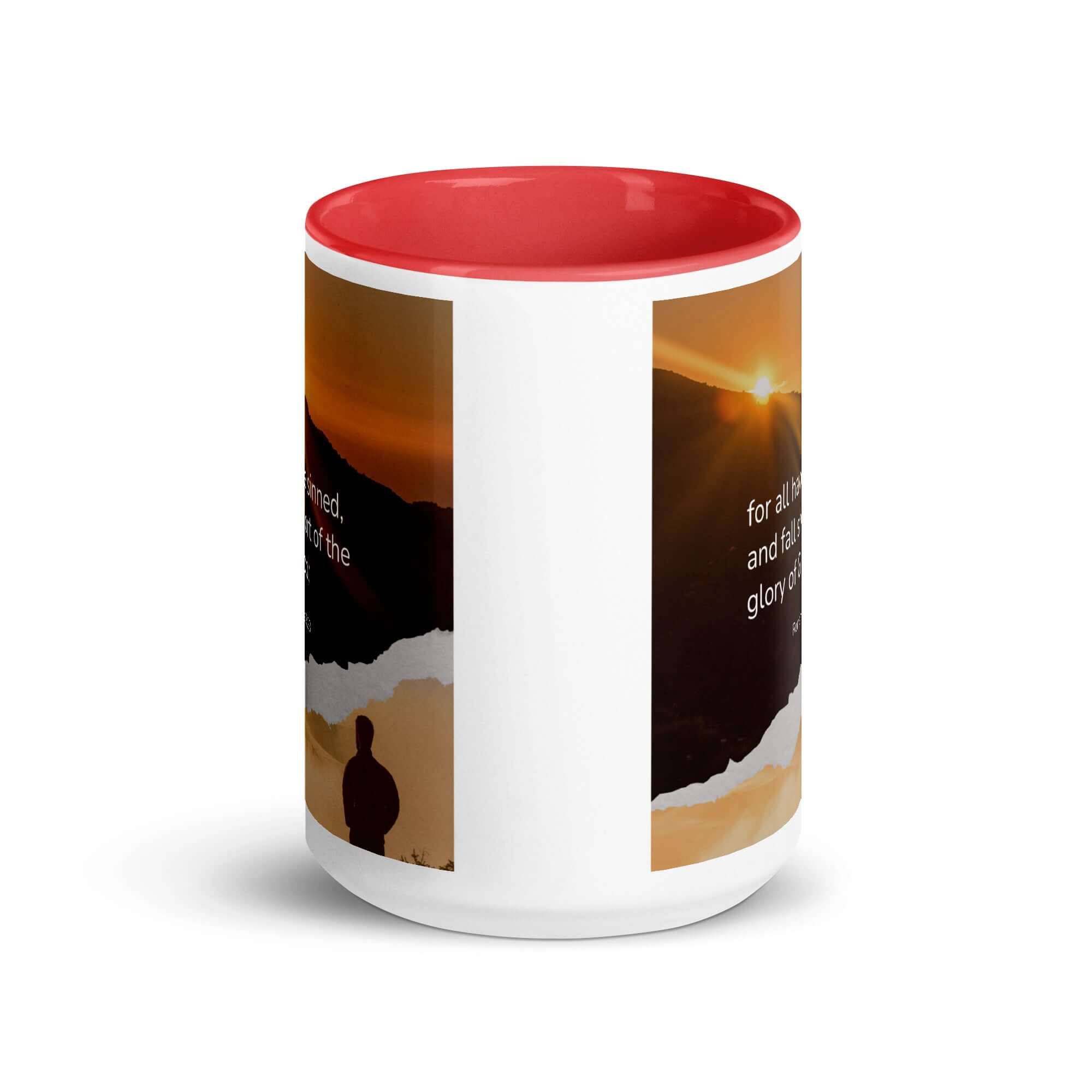 Romans 3:23 Bible Verse, of God White Ceramic Mug with Color Inside