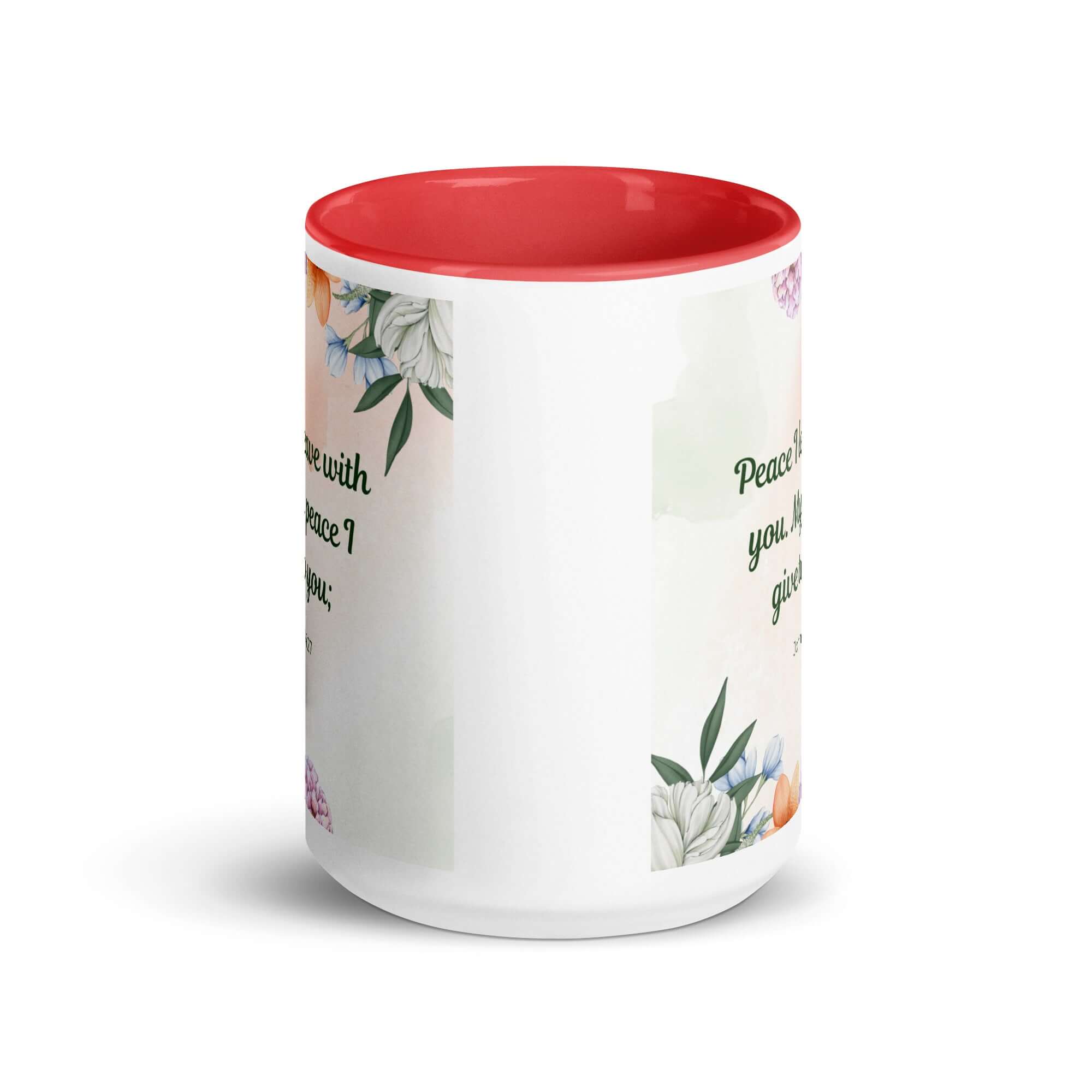 John 14:27 Bible Verse, with you White Ceramic Mug with Color Inside