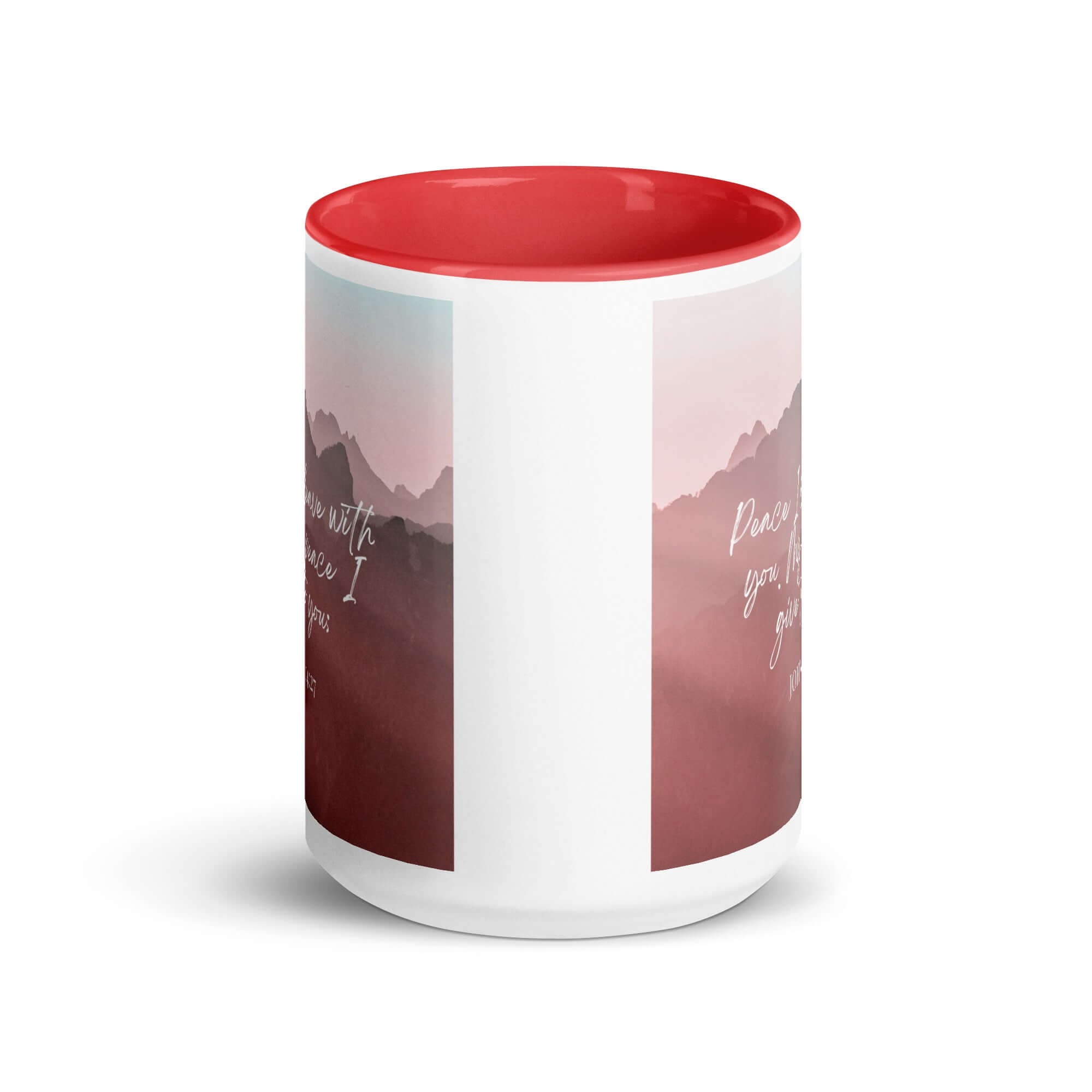 John 14:27 Bible Verse, I give you White Ceramic Mug with Color Inside