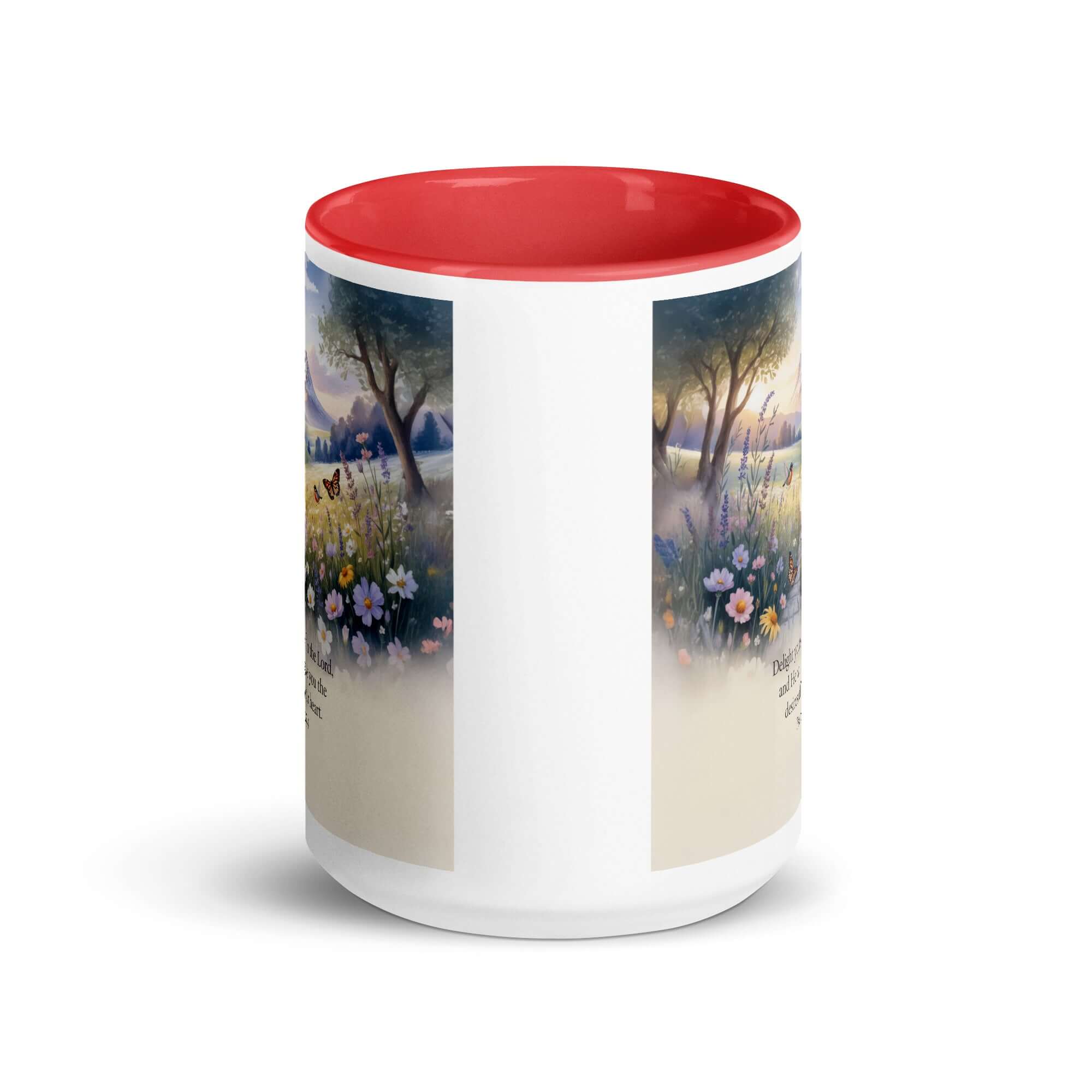 Psalm 37:4 Bible Verse, Delight White Ceramic Mug with Color Inside