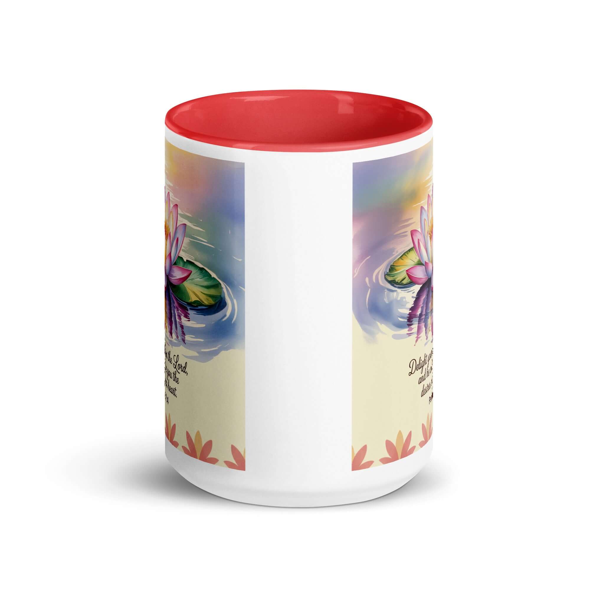 Psalm 37:4 Bible Verse, the Lord White Ceramic Mug with Color Inside