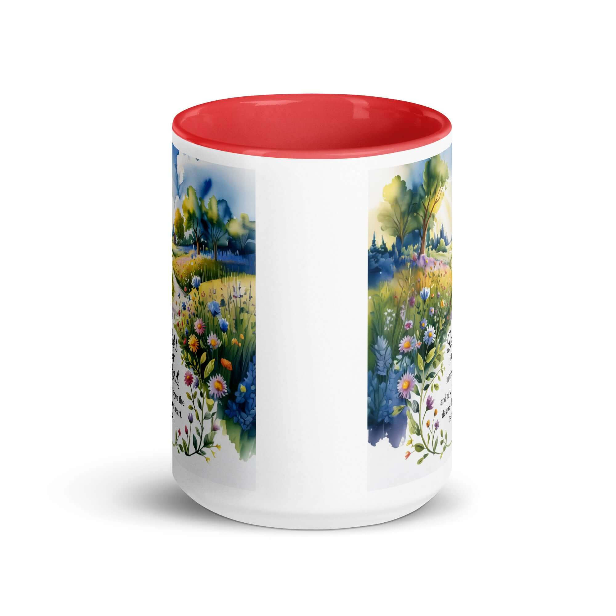 Psalm 37:4 Bible Verse, desires White Ceramic Mug with Color Inside