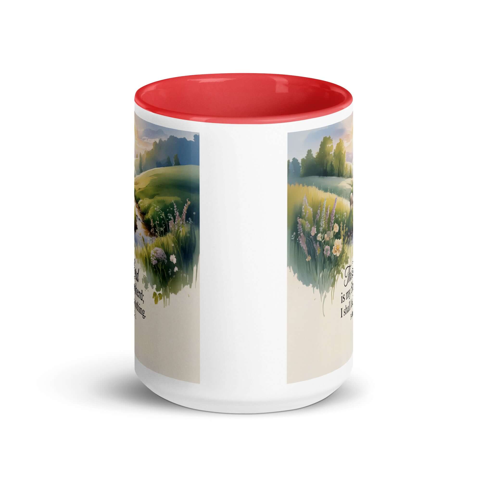 Psalm 23:1 Bible Verse, Lord White Ceramic Mug with Color Inside