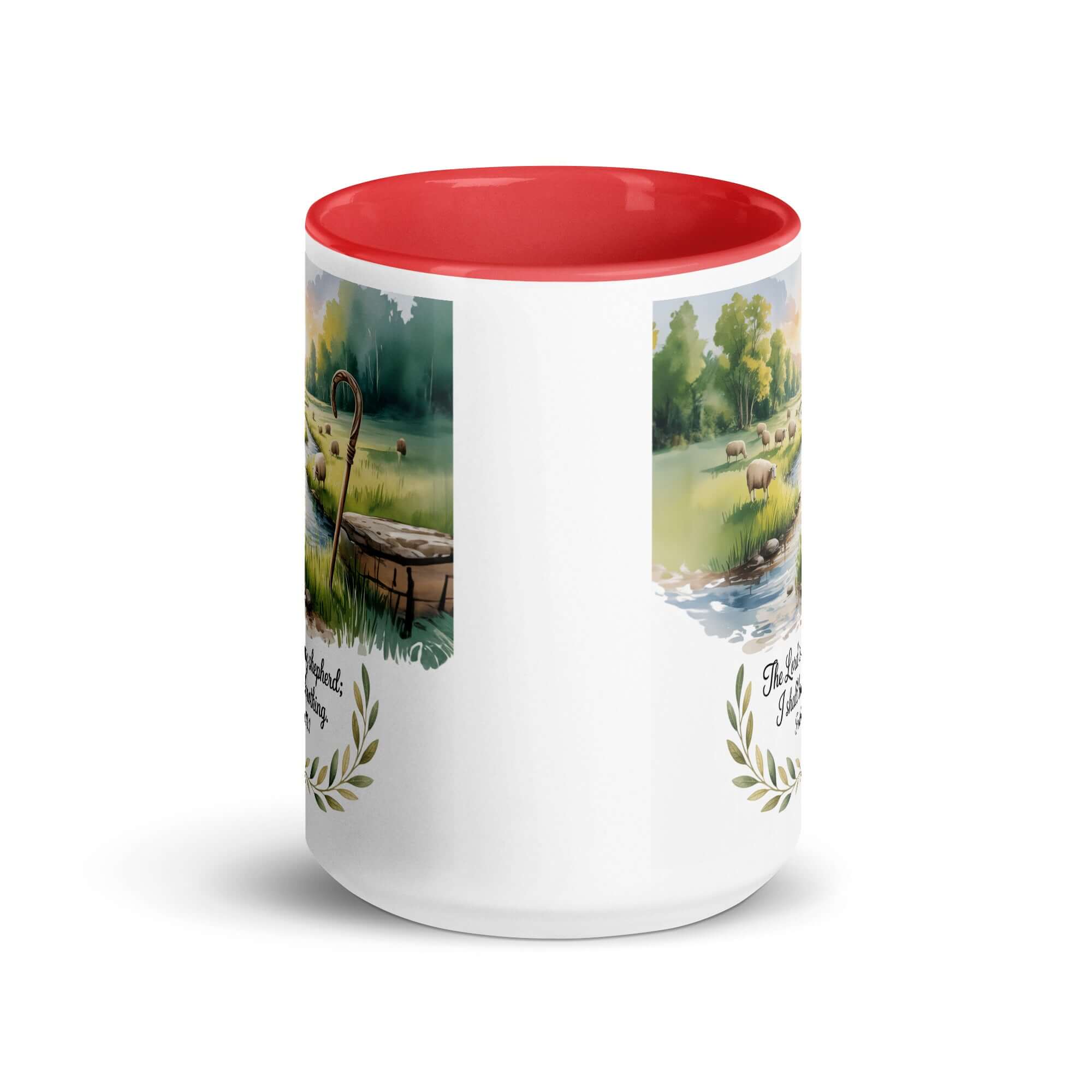 Psalm 23:1 Bible Verse, is my White Ceramic Mug with Color Inside