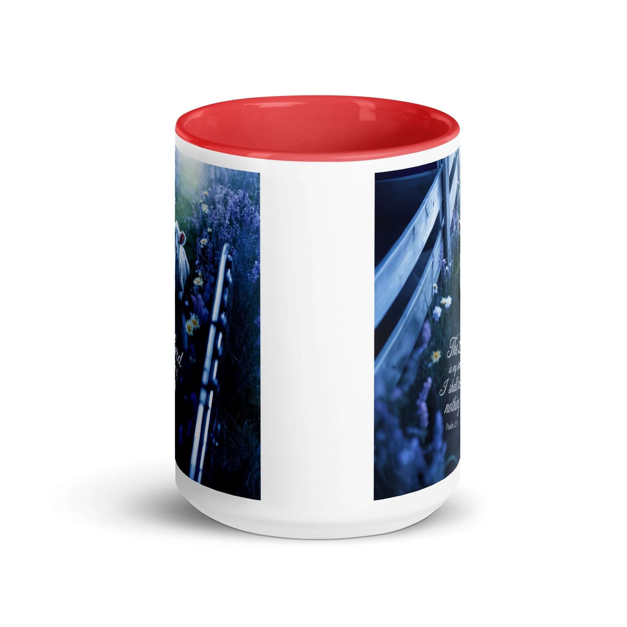 Psalm 23:1 Bible Verse, Shepherd White Ceramic Mug with Color Inside
