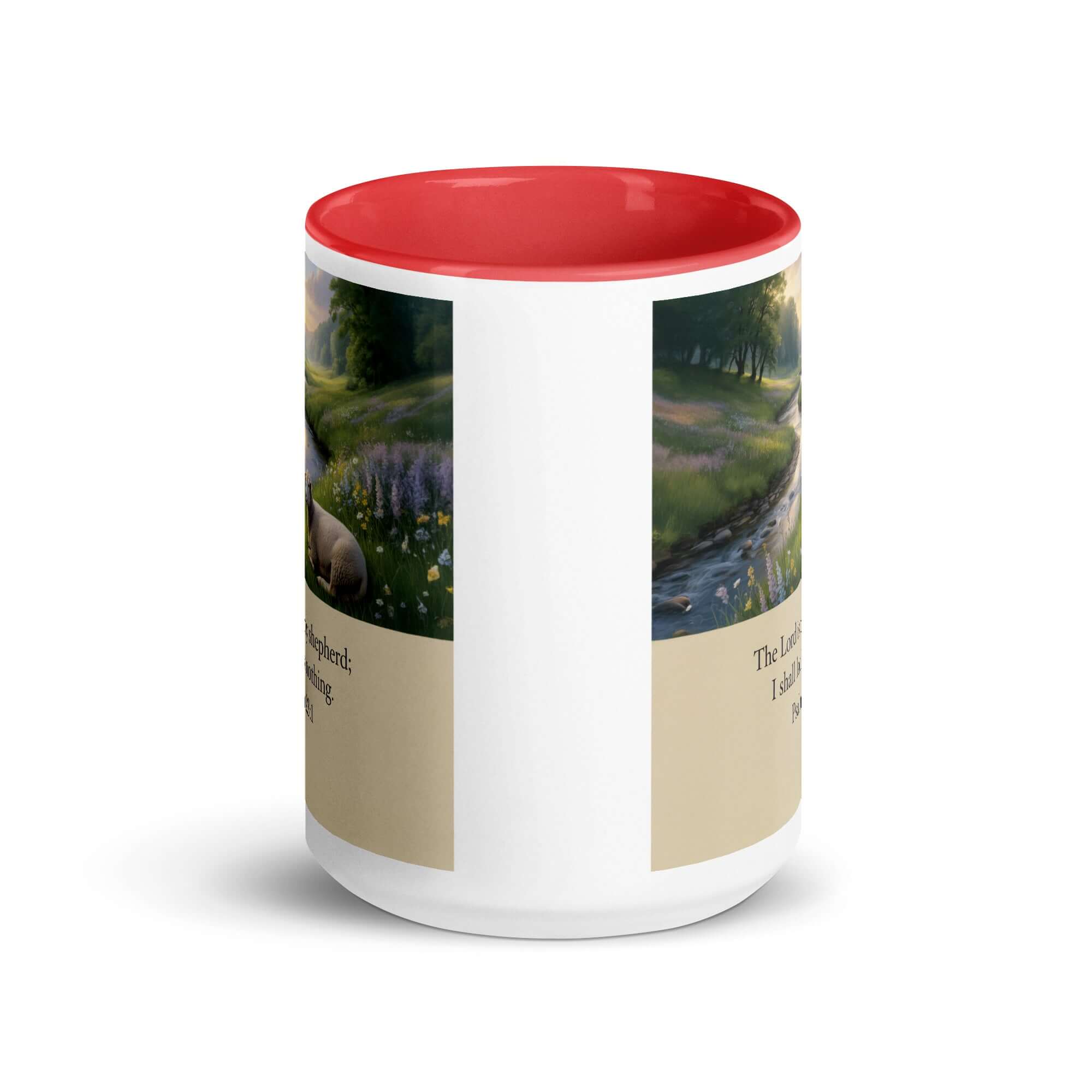 Psalm 23:1 Bible Verse, I shall White Ceramic Mug with Color Inside