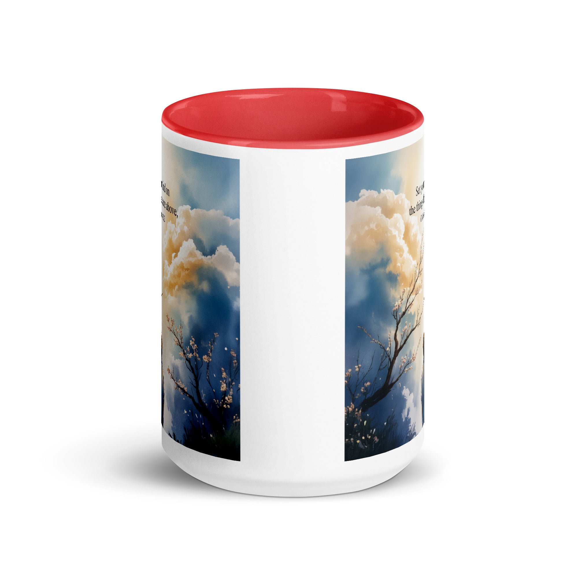Colossians 3:2 Bible Verse the things White Ceramic Mug with Color Inside