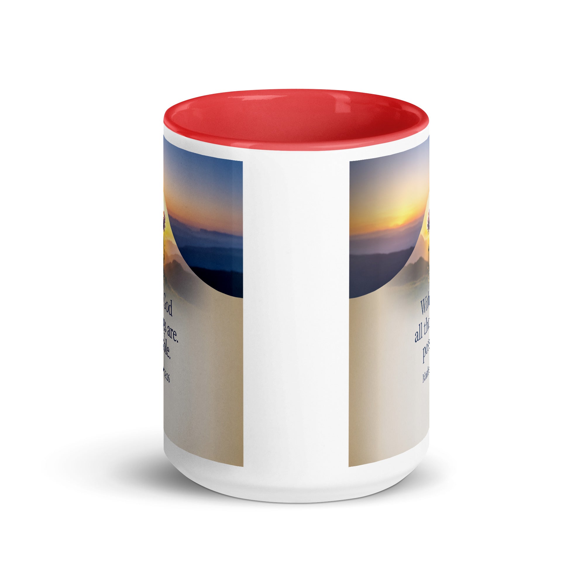 Matthew 19:26 Bible Verse at them White Ceramic Mug with Color Inside