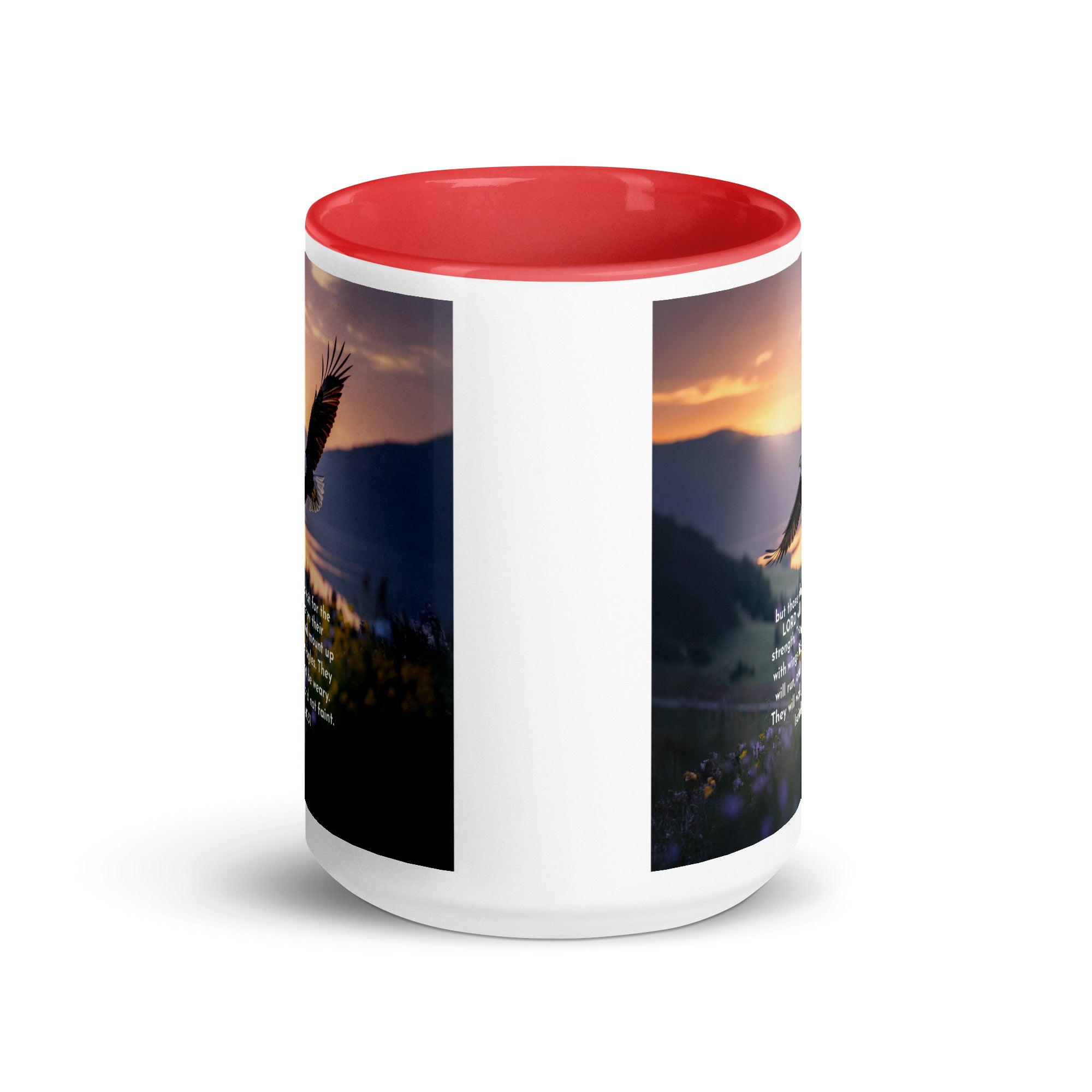 Isaiah 40:31 Bible Verse Renew Strength White Ceramic Mug with Color Inside
