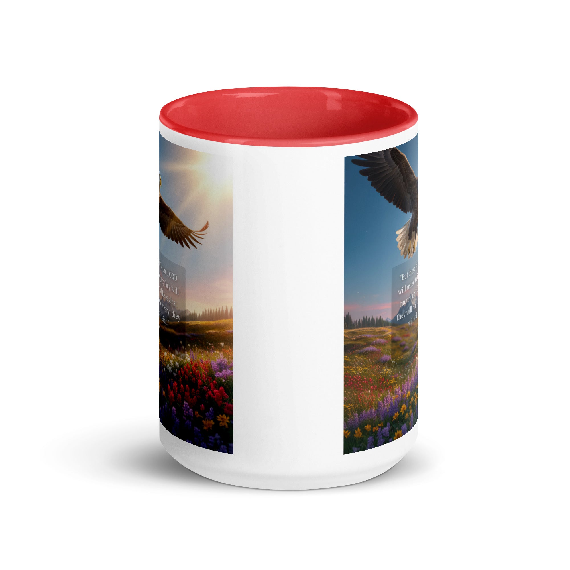 Isaiah 40:31 Bible Verse Who Wait White Ceramic Mug with Color Inside