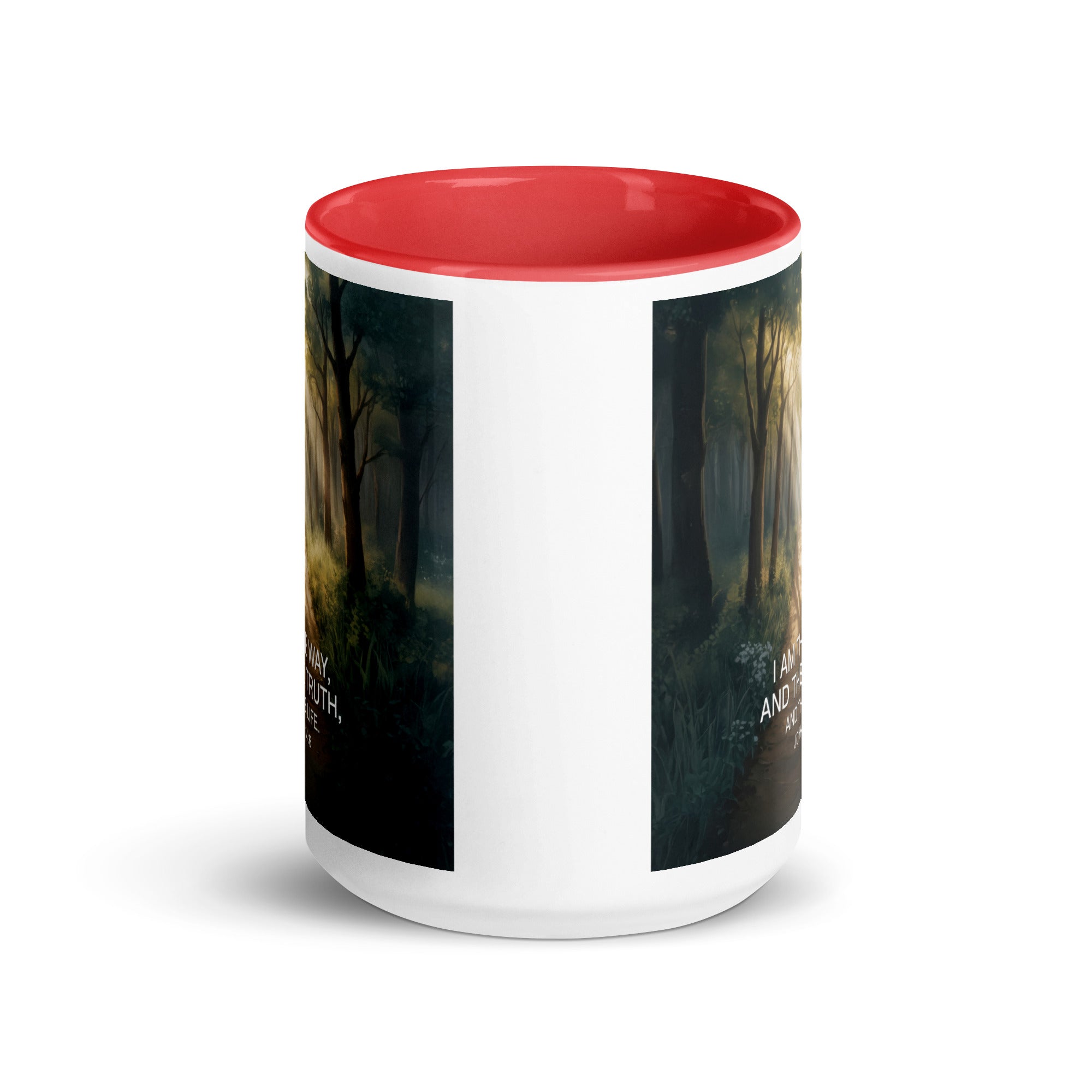 John 14:6 Bible Verse I Am White Ceramic Mug with Color Inside