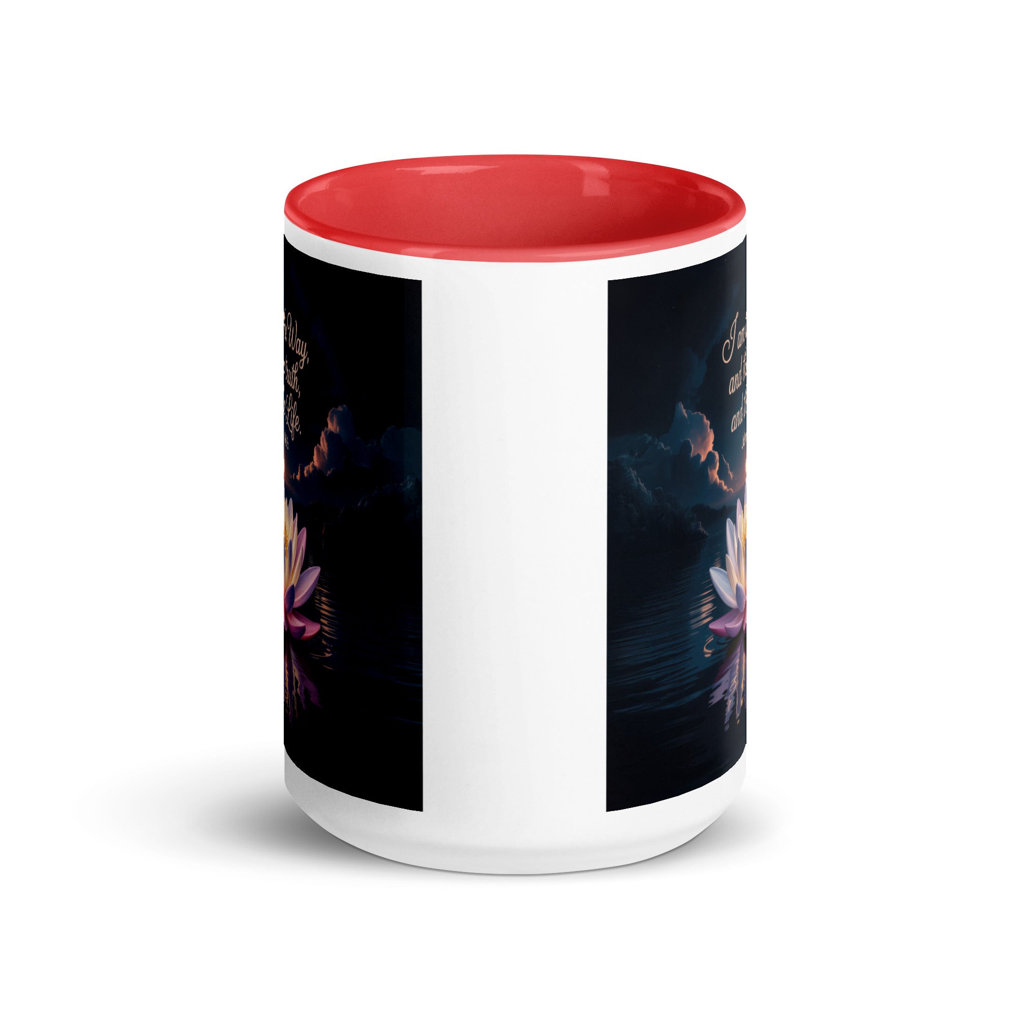 John 14:6 Bible Verse The Way White Ceramic Mug with Color Inside